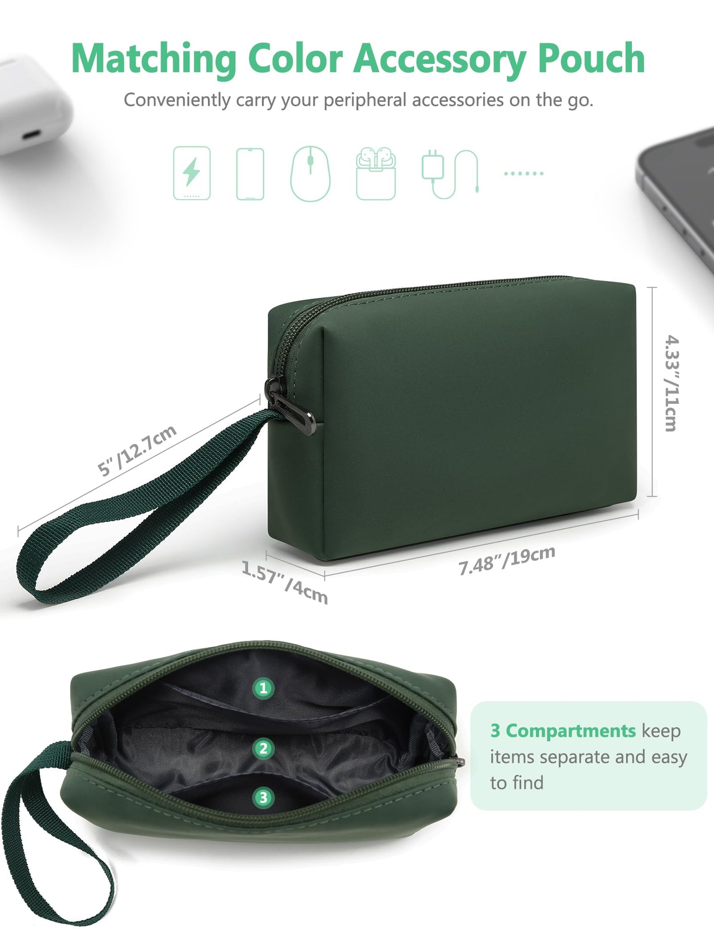 HYZUO 15 Inch Laptop Sleeve Bag Case with Stand Feature for MacBook Air 15 M5 A3448 M4 A3241 M3 A3114 M2 A2941 2026-2023, MacBook Pro 15, 15" Surface Laptop 7/6/5/4/3, Midnight Green(Smiley)