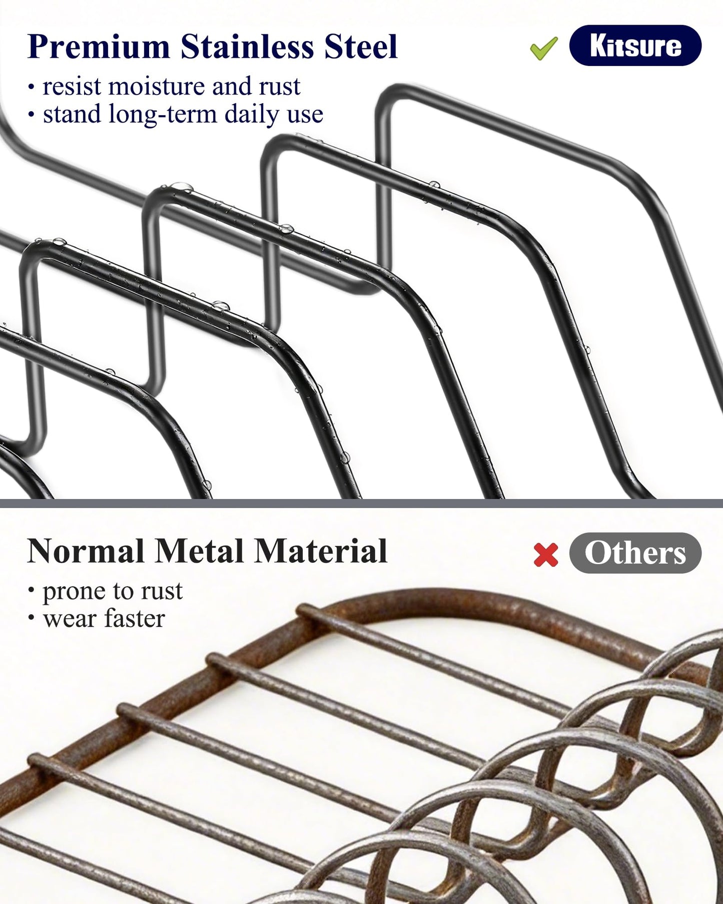 Kitsure Large Dish Drying Rack - Extendable Stainless Steel, Anti-Rust Kitchen Counter Rack with Cutlery & Cup Holders, 67.8 x 32.8 x 15.0cm, Black
