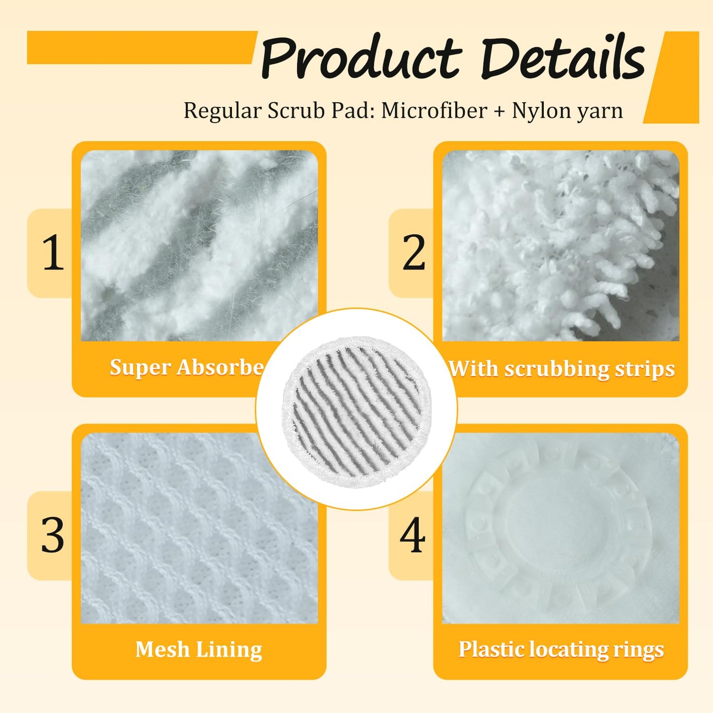 HXZIYI S7000 Replacement Steam Mop Pads for Shark S7001 S8201 S7000AMZ S8001 S7000 S7001TGT S7005 S7020 steam and Scrub mop Frosted Pad with Serrated Locator Ring（6Pack） (Gray)