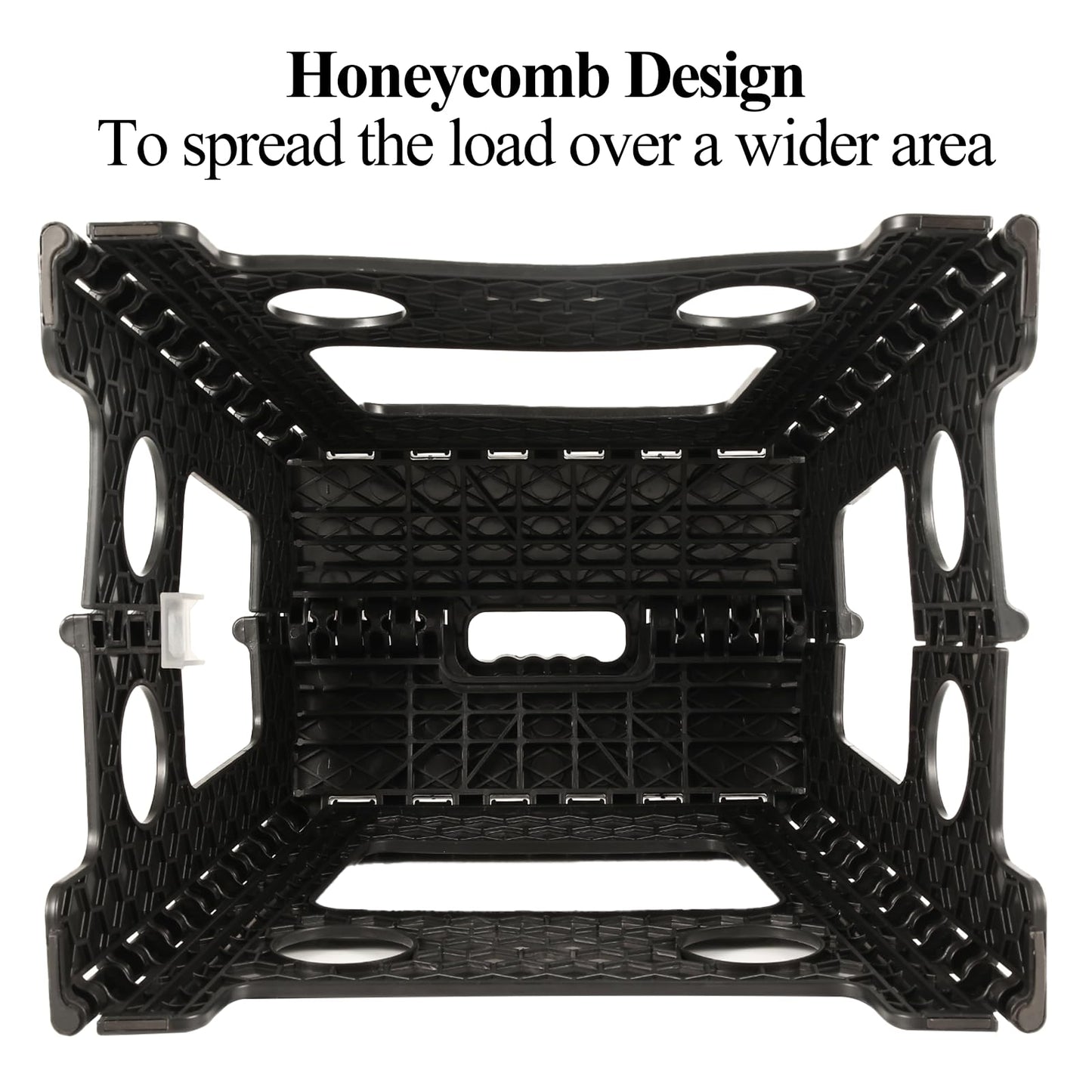 KOADOA Step Stool - Hold Up to 330 lbs, 16 Inch Foldable Foot Stool for Kids Adults, Heavy Duty Plastic Step Stool with Anti-Slip Surface, Carry Handle for Home Indoor Outdoor (Black)