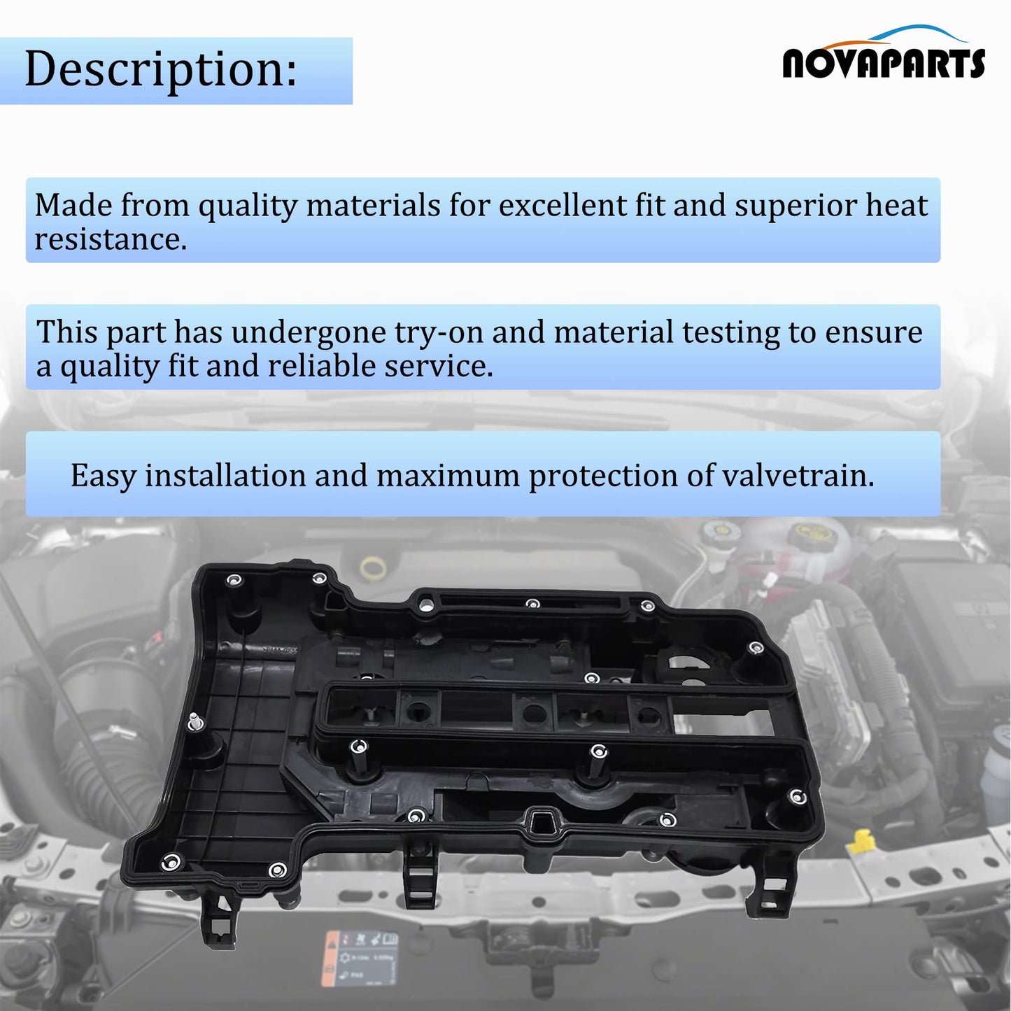 NOVAPARTS 1.4L Turbo Engine Valve Cover with Gaskets & Bolts & Oil Filler Cap Set for 2011 2012 2013 2014 2015 2016 Chevy Cruze 2011-2021 Chevy Sonic Trax Volt Buick Encore 264-968 25198874 55573746