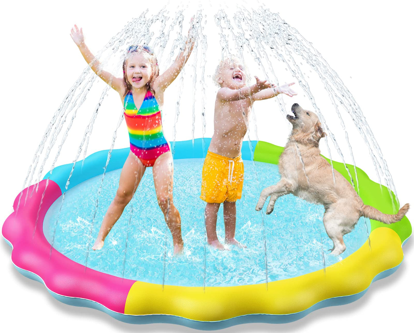 Jasonwell Splash Pad Sprinkler for Kids Play Mat Outdoor Water Toys Inflatable Splash Pad Pool Boys Girls Children Outside Backyard Dog Sprinkler Pool for Age 1 2 3 4 5 6 7 8 9 (Nonslip 67'')