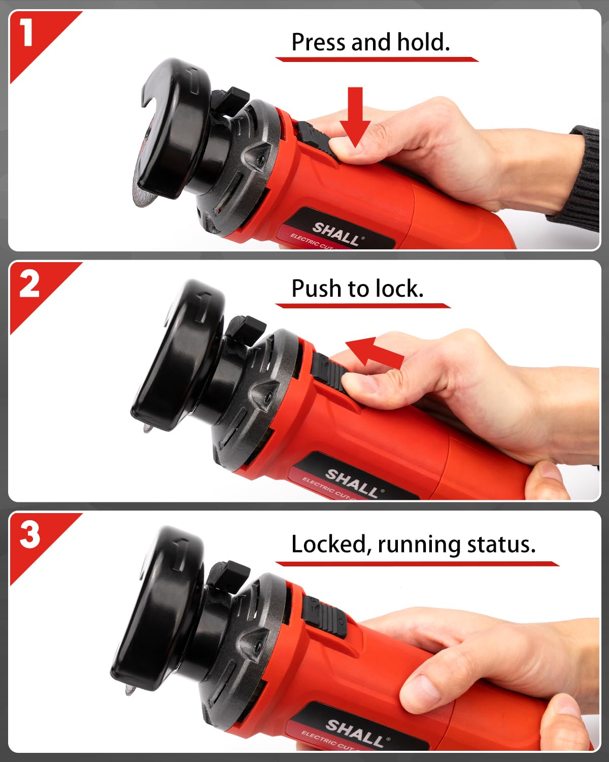 SHALL 3 Inch High-Speed Cut Off Tool, 3.5 Amp Metal Cutter Tool with 3Pcs Multifunctional Cutoff Wheels, 24000RPM Electricl Metal Cutting Tools for Steel, Inox, PVC, Aluminum