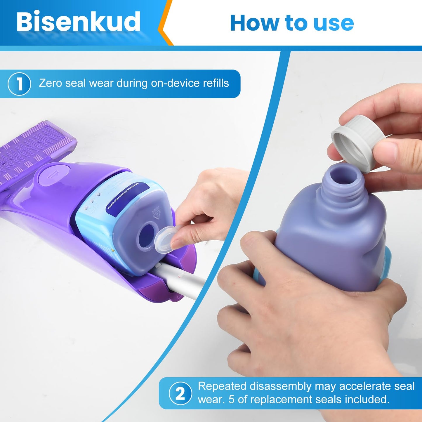 Bisenkud 2 Pack Refillable Bottle for Swiffer Wet Jet Mop - 500ml /17 FL OZ - Leak-Proof HDPE Solution Bottle, Empty，Not for Power mop