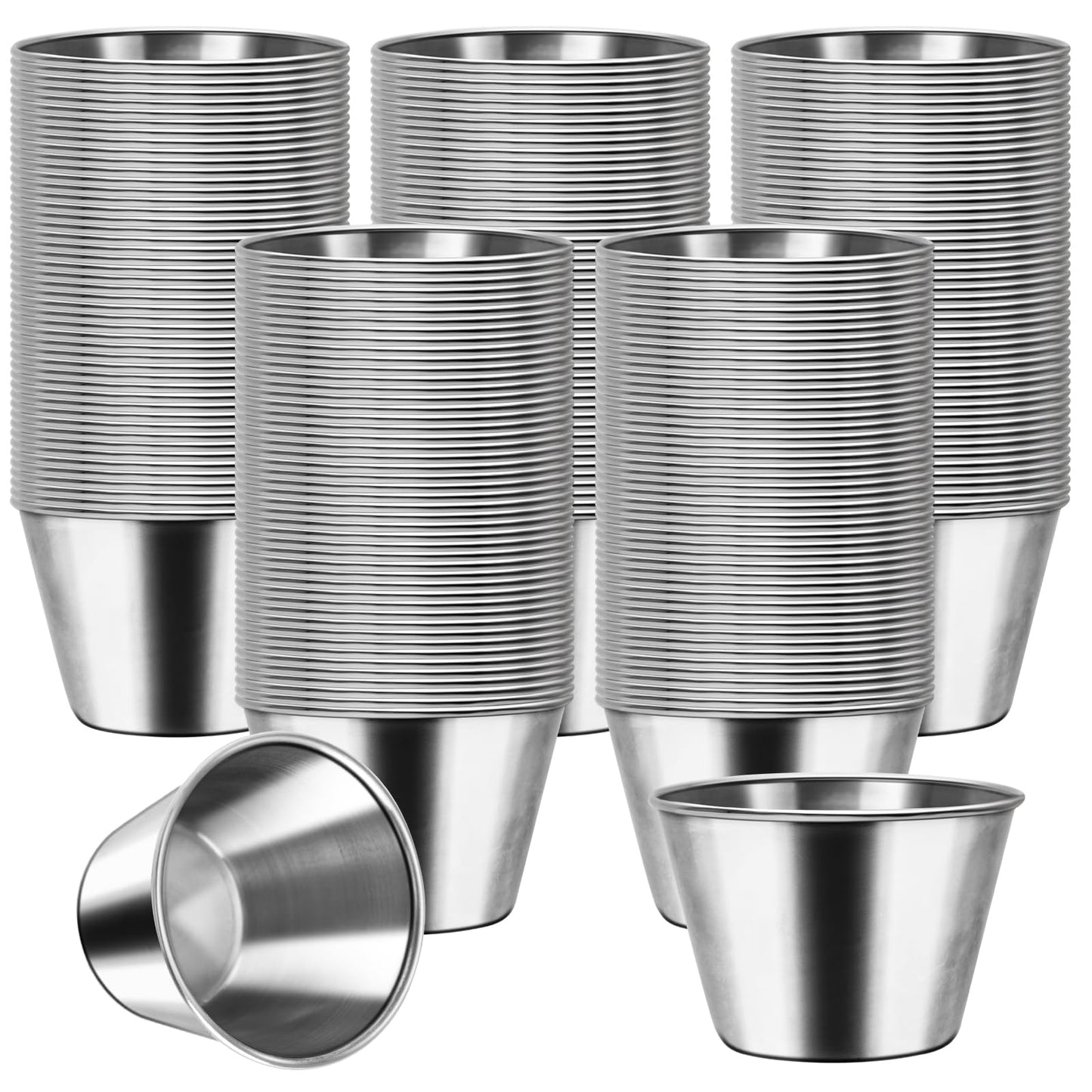 120 Pack Stainless Steel Dipping Sauce cup (2.5oz) - Commercial Grade airtight Seasoning Container, Rust Proof Barbecue/Sushi/Party Sauce Cup For Kitchen, Restaurant and outdoor Dining