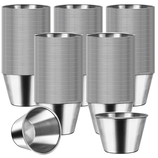 120 Pack Stainless Steel Dipping Sauce cup (2.5oz) - Commercial Grade airtight Seasoning Container, Rust Proof Barbecue/Sushi/Party Sauce Cup For Kitchen, Restaurant and outdoor Dining