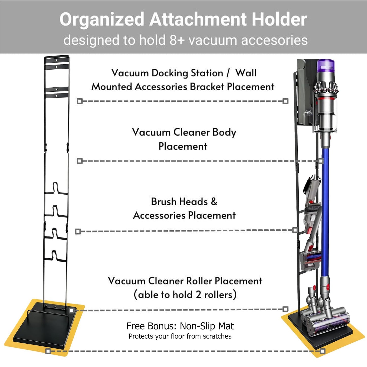 IZSOHHOME Vacuum Stand for Dyson,Storage-Stand-Docking-Station-Holder Compatible with Dyson,Stable Metal Storage Bracket Stand Holder,V6 V7 V8 V10 V11 V12 V15 DC30 DC31 DC34 DC35 DC58 DC59 Cordless