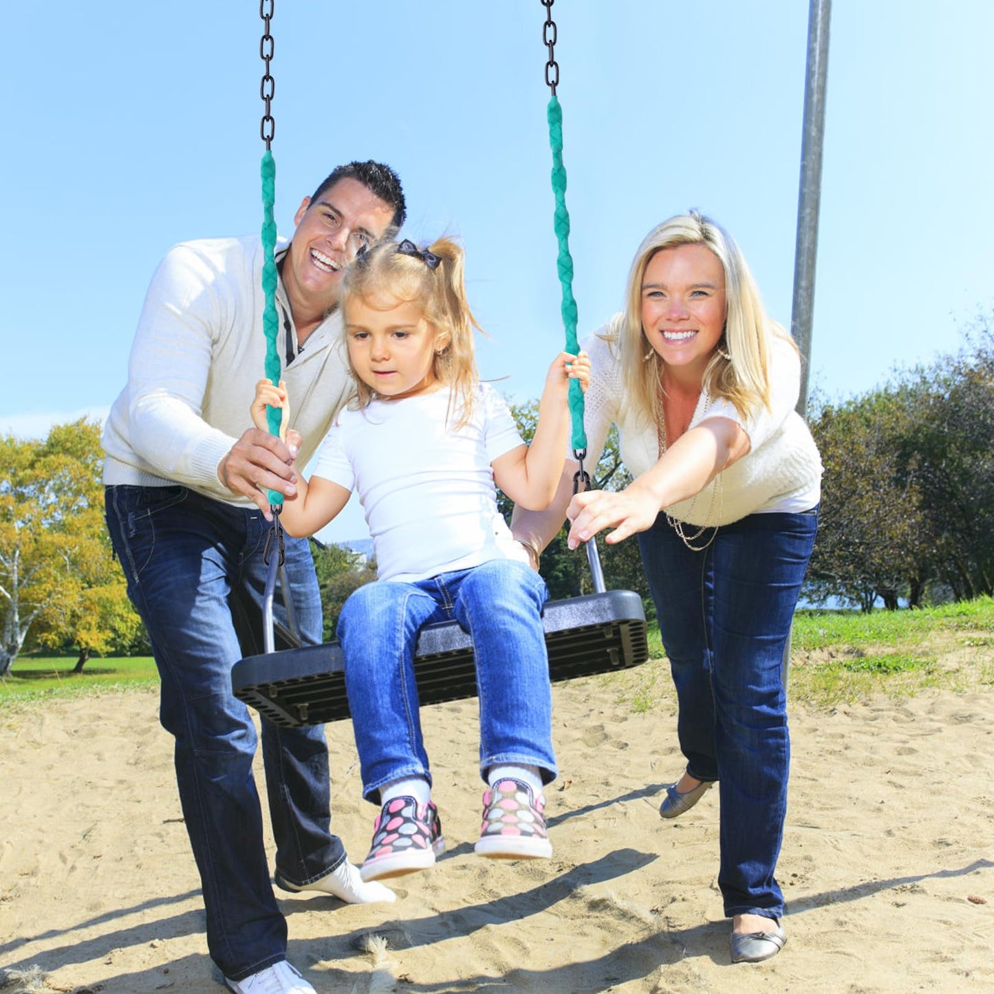 2-Pack Stainless Steel Anti-Rust Chain Suspension Kit, 64-Inch Buckle Hanging Chair Chain, Suitable for Heavy-Duty Hammocks, Swings, Sandbags, Etc., Load Capacity 1000Lb