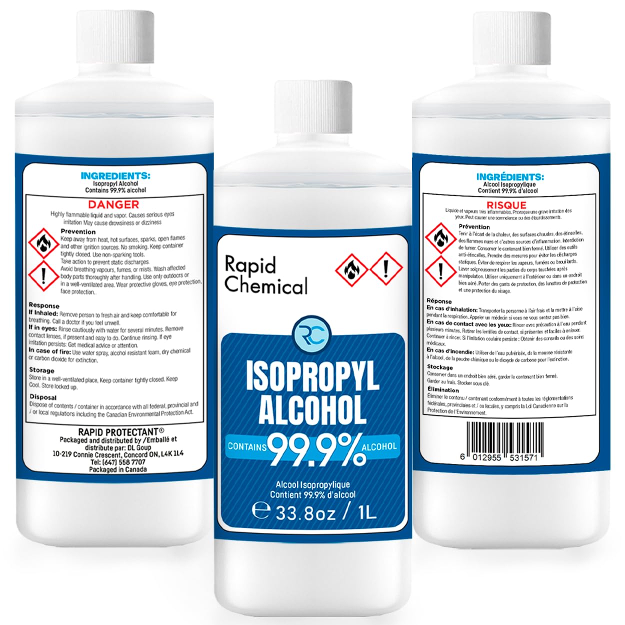 99% Isopropyl Alcohol - Made in Canada - 1L x 4 Pack USP Grade Isopropyl Rubbing Alcohol - Equivalent to 4 Litre Isopropyl Alcohol 99 Percent - Bottle 99.9% Alcohol (1 Litre x 4 Pack)