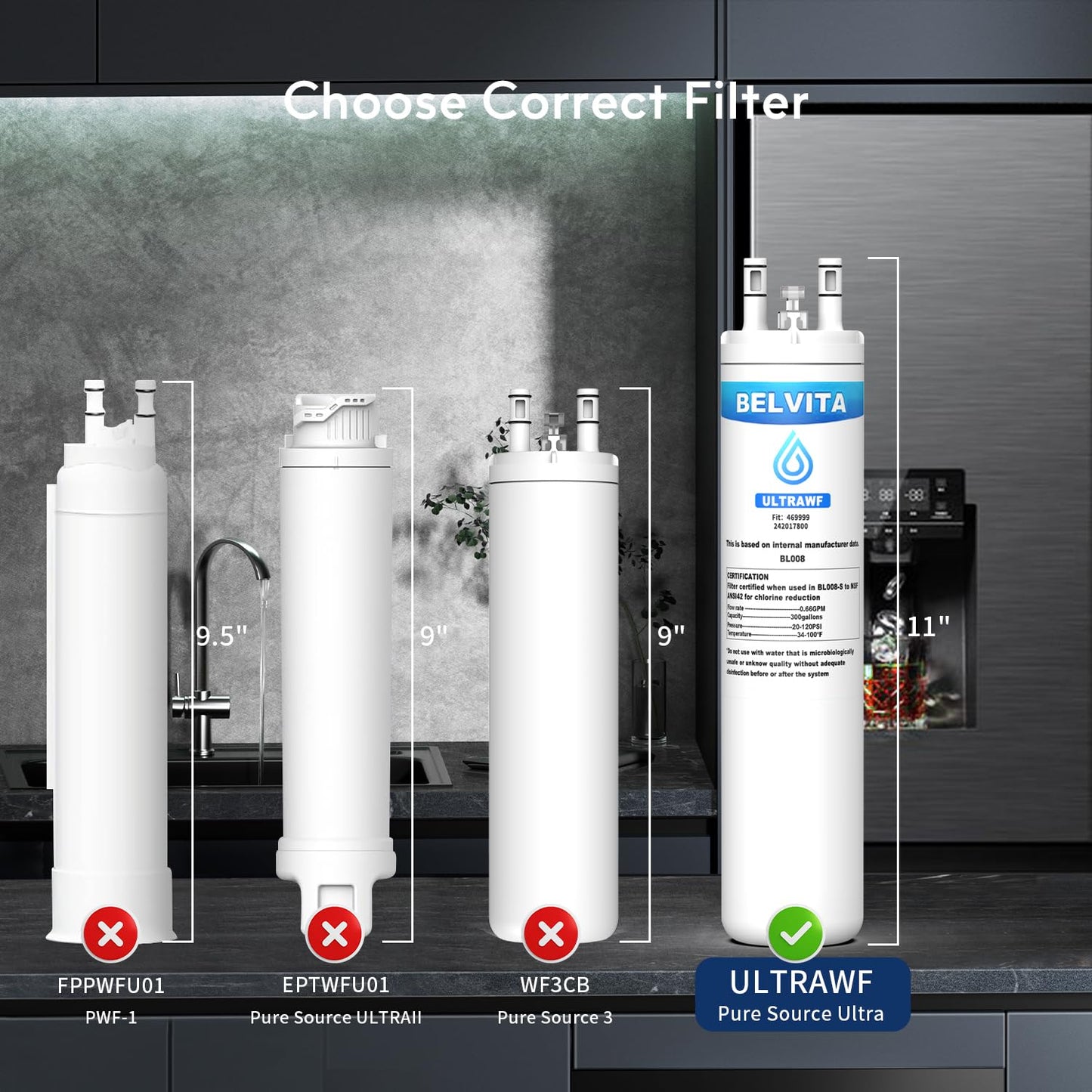BestWaterfilter Refrigerator Filters Compatible with Pure Source 3 Water Filters Replacement ULTRAWF (3 Pack)