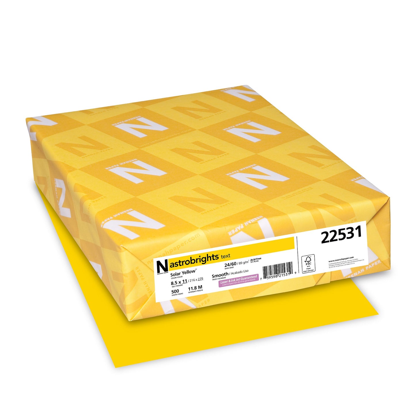 Neenah AstroBright Color Laser/Inkjet Paper, 24-Pound, 8.5 x 11-Inch, 500 Sheets, Solar Yellow