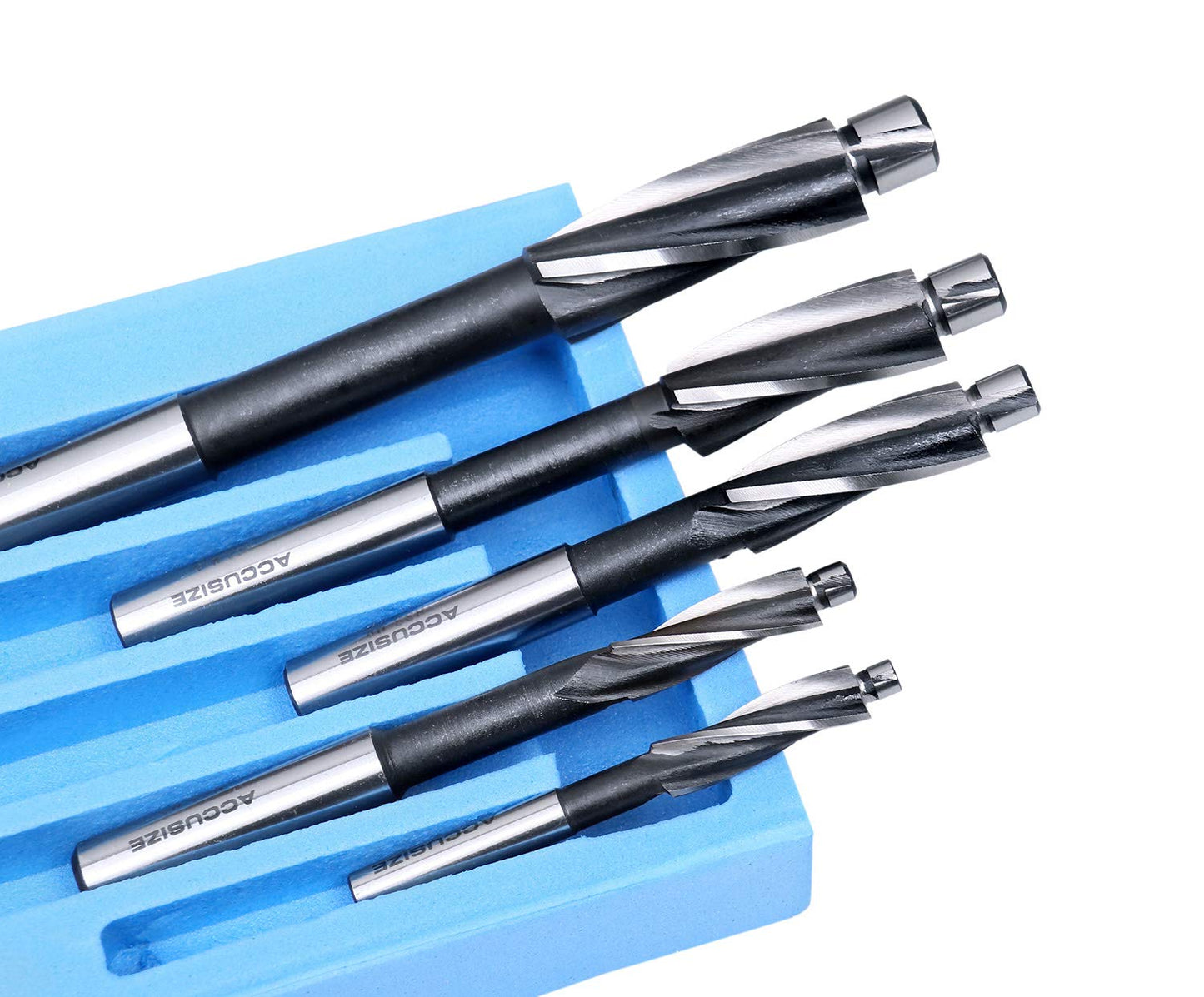 Accusize Industrial Tools 7 Pc Metric H.S.S. Solid Capscrew Counterbore Set, 3 Flute, Straight Shank, 508S-007M