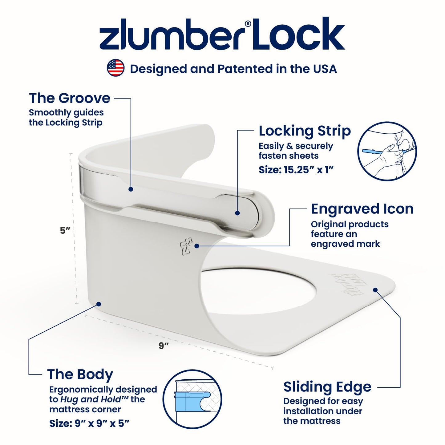 ZlumberLock Bed Sheet Holder - Sheet Holders for Corners with Heavy-Duty Mattress Straps - Fitted Sheet Holder, Universal Fit, Easy One-Time Installation