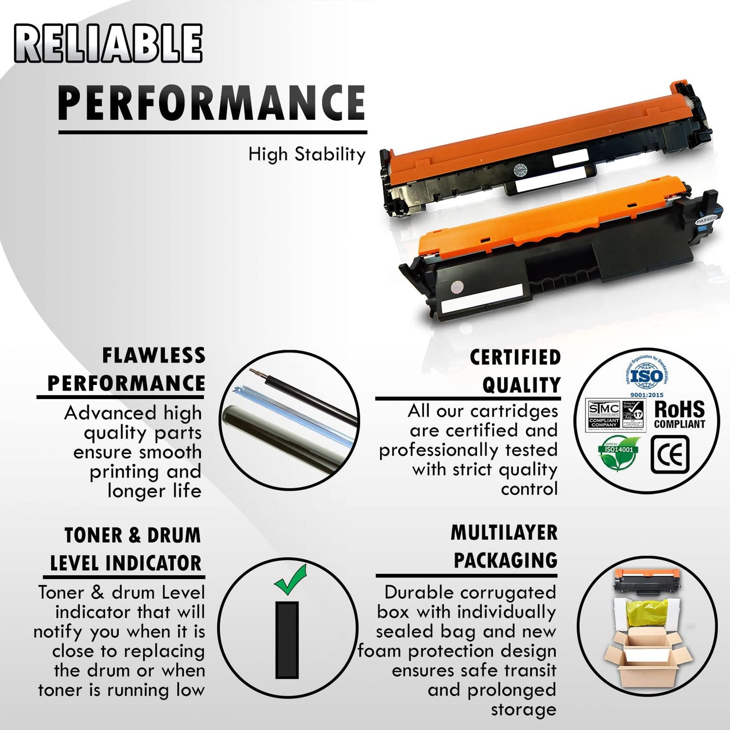 3PK-Inkfirst Compatible Toner Cartridges & Drum Unit Replacement for HP CF217A (with CHIP) CF219A (2 Toner + 1 Drum) LaserJet Pro M102a M102w MFP M130a M130fn M130fw M130nw