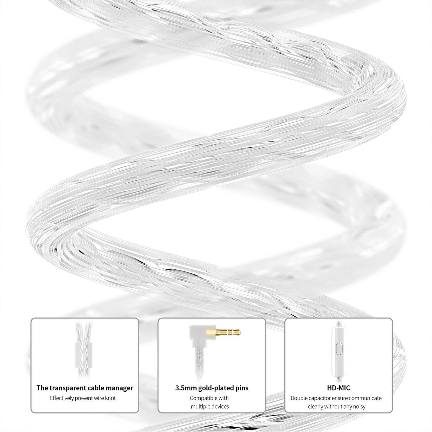 CCA CRA+ in Ear Monitor Earphone, Patented Ultra-Thin Diaphragm Dynamic Driver IEM, Clear Sound & Deep Bass, Wired Earbuds with Tangle-Free Removable Cord