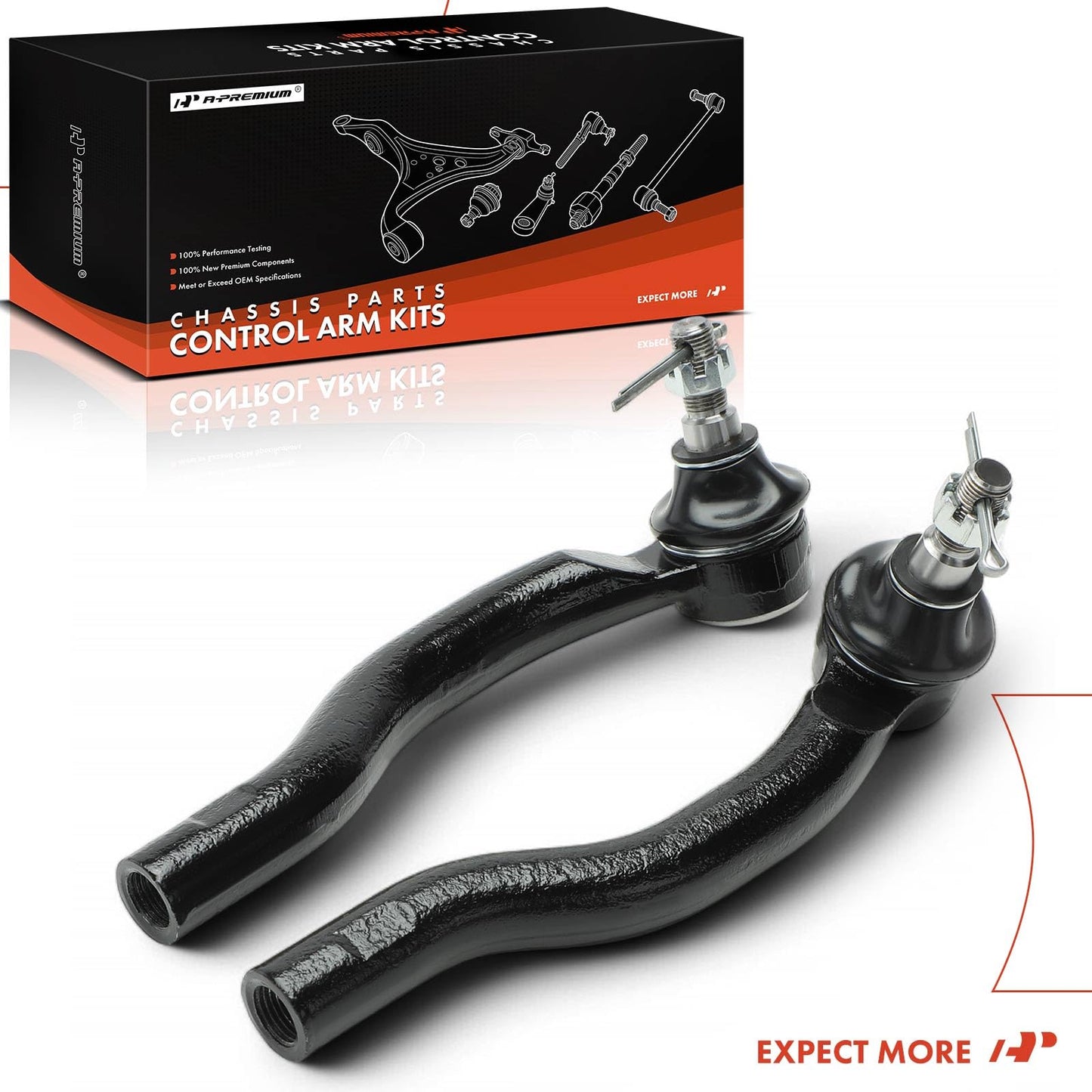 A-Premium 2 x Front Outer Tie Rod Ends, Compatible with Ford Edge 2007-2014 & Lincoln MKX 2007-2015