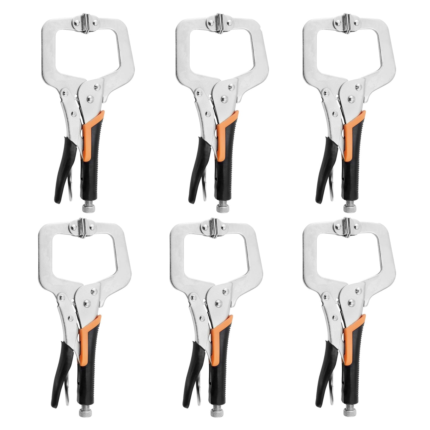 6-Inch C-Clamp Locking Pliers,Heavy Duty Vise Grip Welding Clamp with Swivel Pads for Woodworking,Home,Metalworking,Auto Repair(6 Pack)