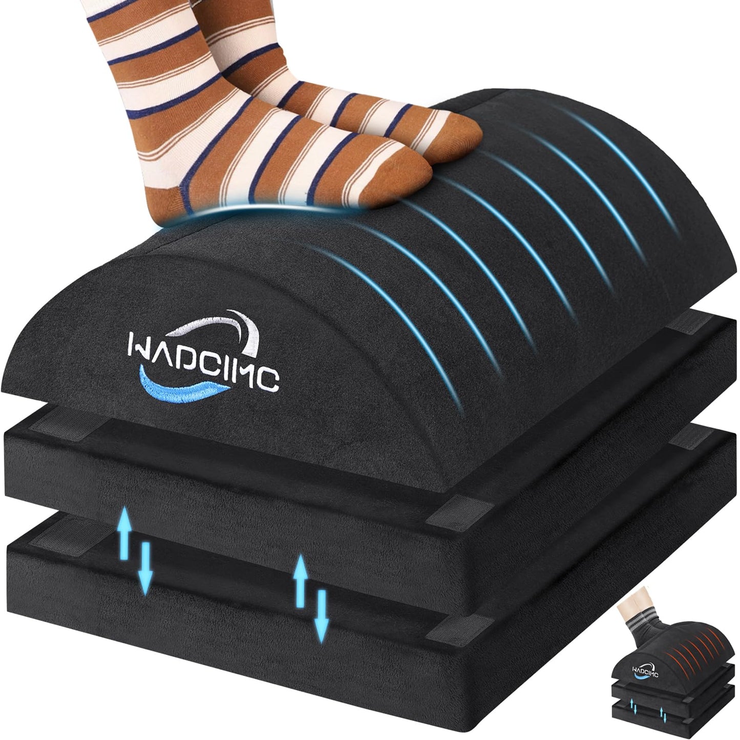WADCIMC Foot Rest for Under Desk at Work, Warmer Feet Pocket Footrests,Foot Stool with Washable Cover,Comfortable Footrest with 3 Adjustable Heights, for Office Gaming Chair, for Leg Support, XL(18IN)