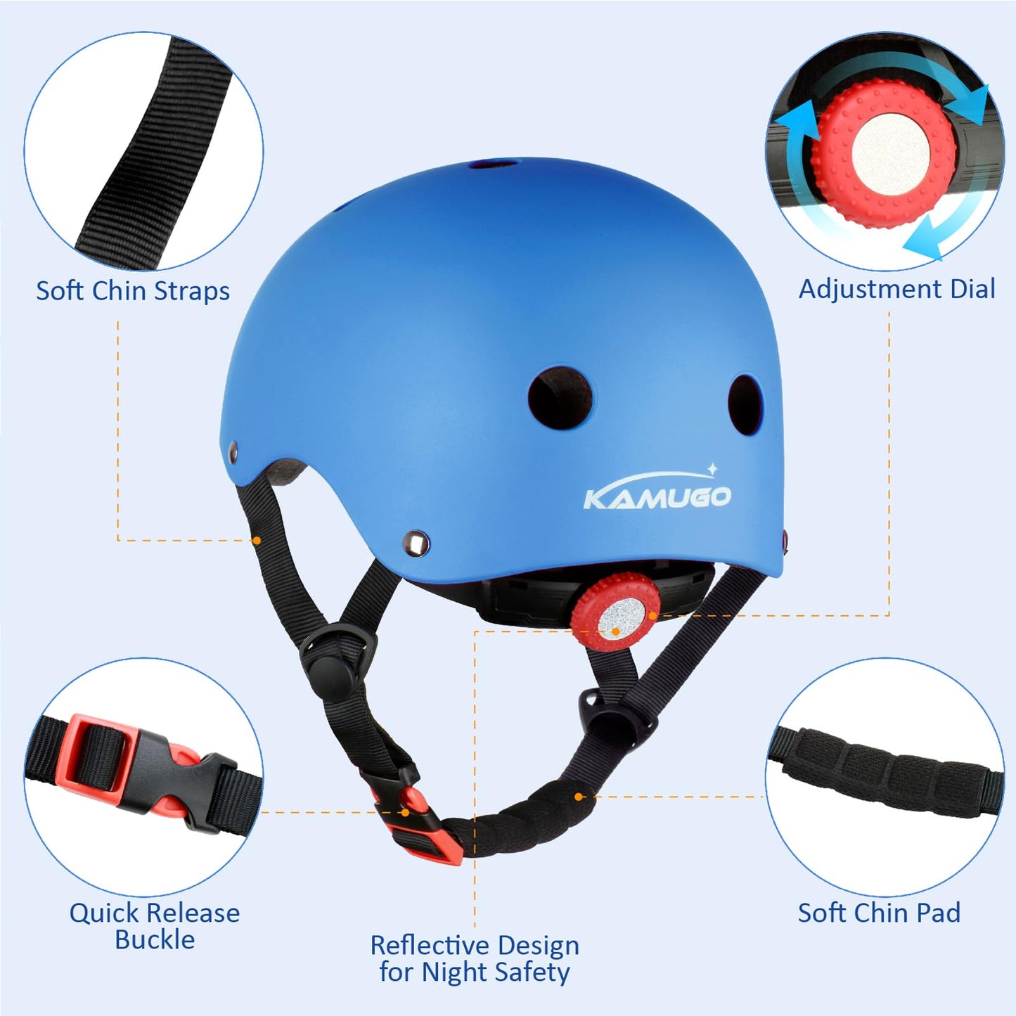 KAMUGO Kids Bike Helmet,Toddler Helmet Adjustable Bicycle Helmet Girls Or Boys Ages 3-4-5-6-8 Years Old,Multi-Sports for Cycling Skateboard Scooter