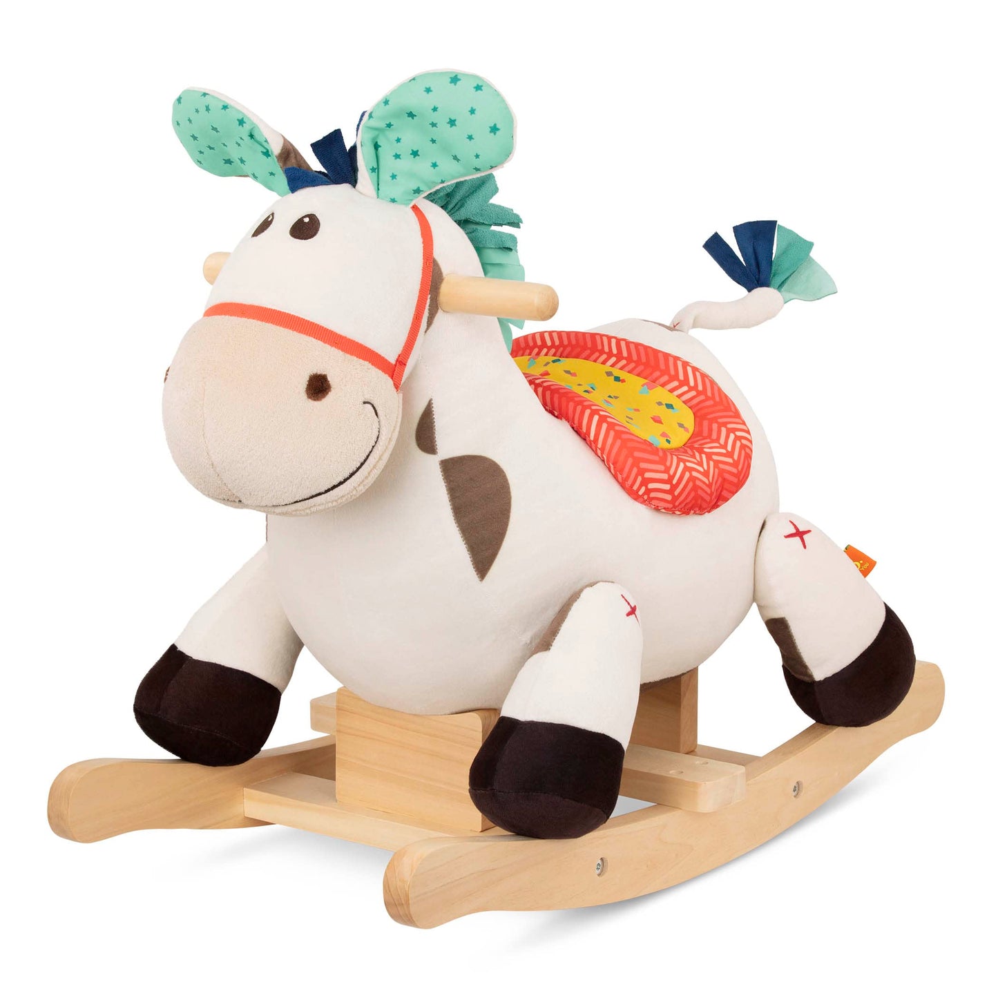 B. toys – Rodeo Rocker – Spotty – Large Plush Ride On – Comfy Seat & Hardwood Rockers – Developmental Toy for Active Play – Sturdy & Durable – 18+ Months
