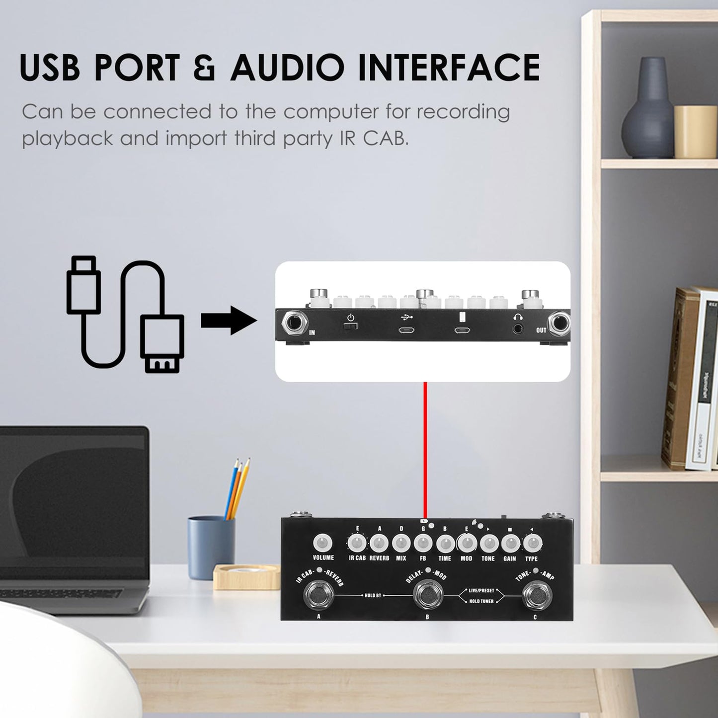 IOppWin CUBE-BABY Guitar Multi-Effects Pedal with 8 IR Cabinet Simulations, Rechargeable Battery, and Precision Tuner