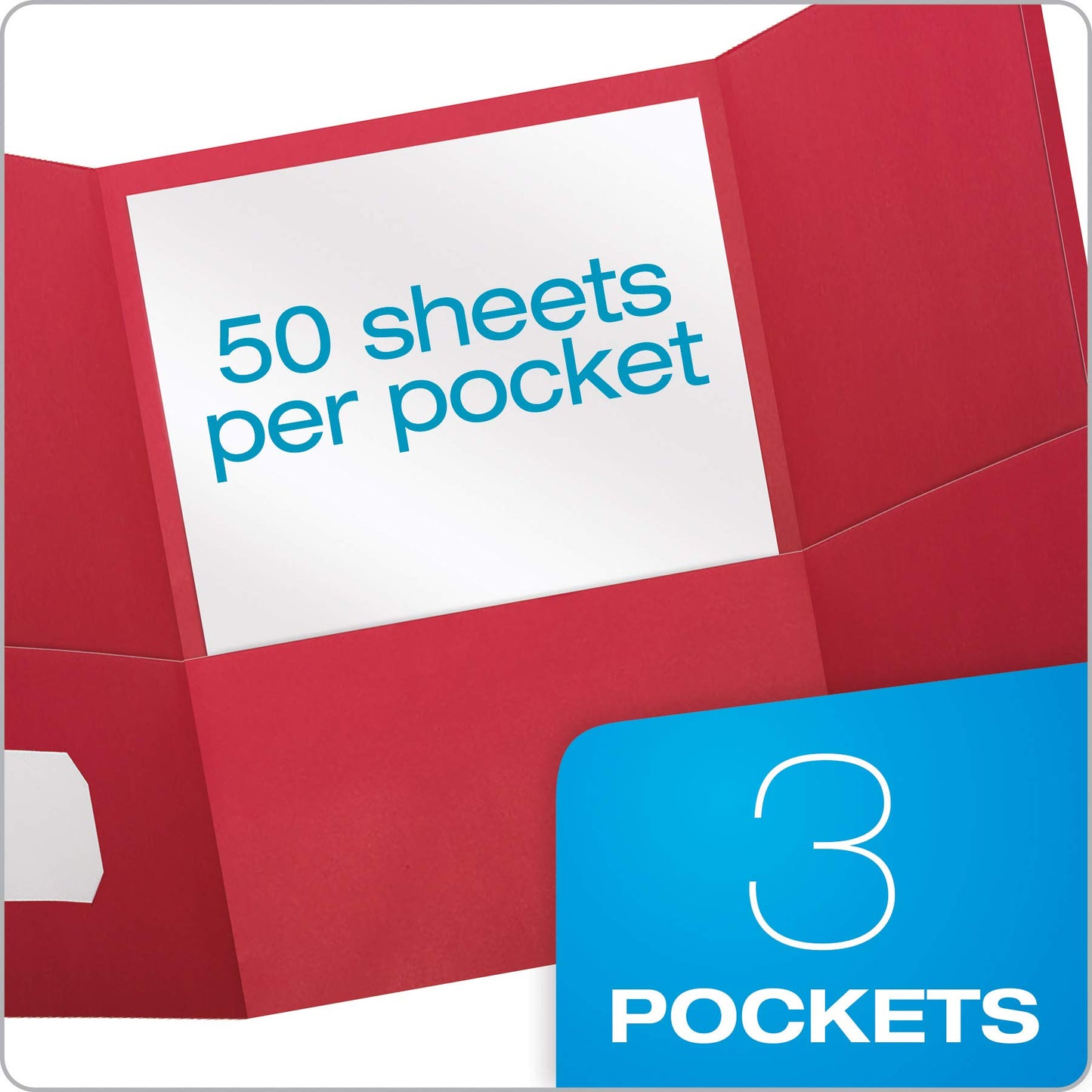Oxford Folders, Tri-Fold Pocket, Letter Size, 8.5 x 11 Inches, Red, 3 Pockets, 150-Sheet Capacity, Paper Material, Business Card Holder, 20-Pack for School or Office Use