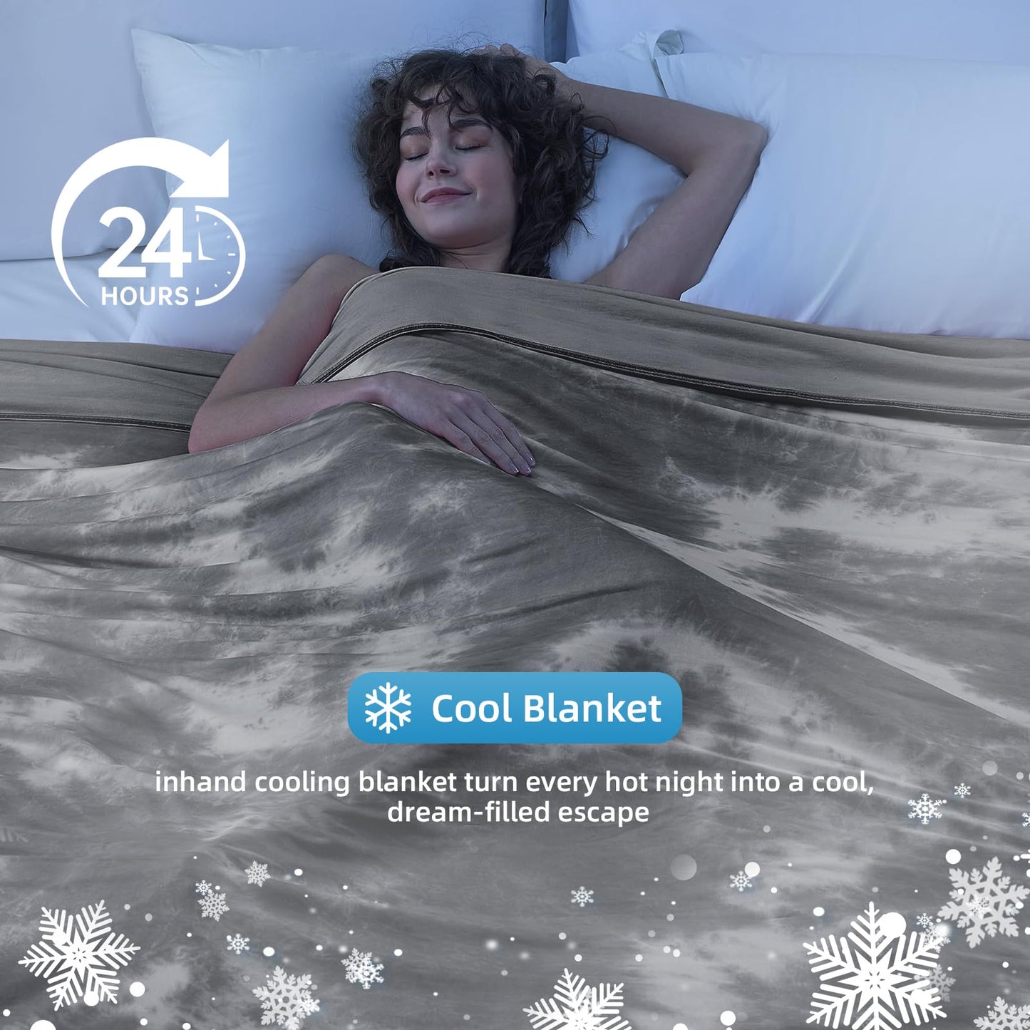 inhand Cooling Blanket Queen Size(90"x90", Breathable Summer Blanket with Double-Sided Cool to Touch Fabric, Lightweight Cold Blanket for Night Sweats Hot Sleepers, Throw for Cozy Wrap on Bed,Grey