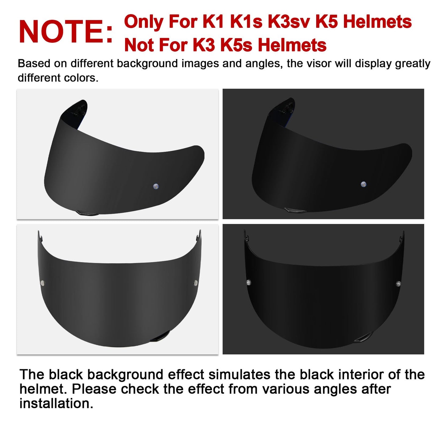 PSLER K1 Visor - Shatterproof Motorcycle Helmet Tinted Face Shield, Impact-Resistant & UV400 Protective Visor for AGV K1 K1S K3SV K5 K5S, Black (Daytime Use Only)