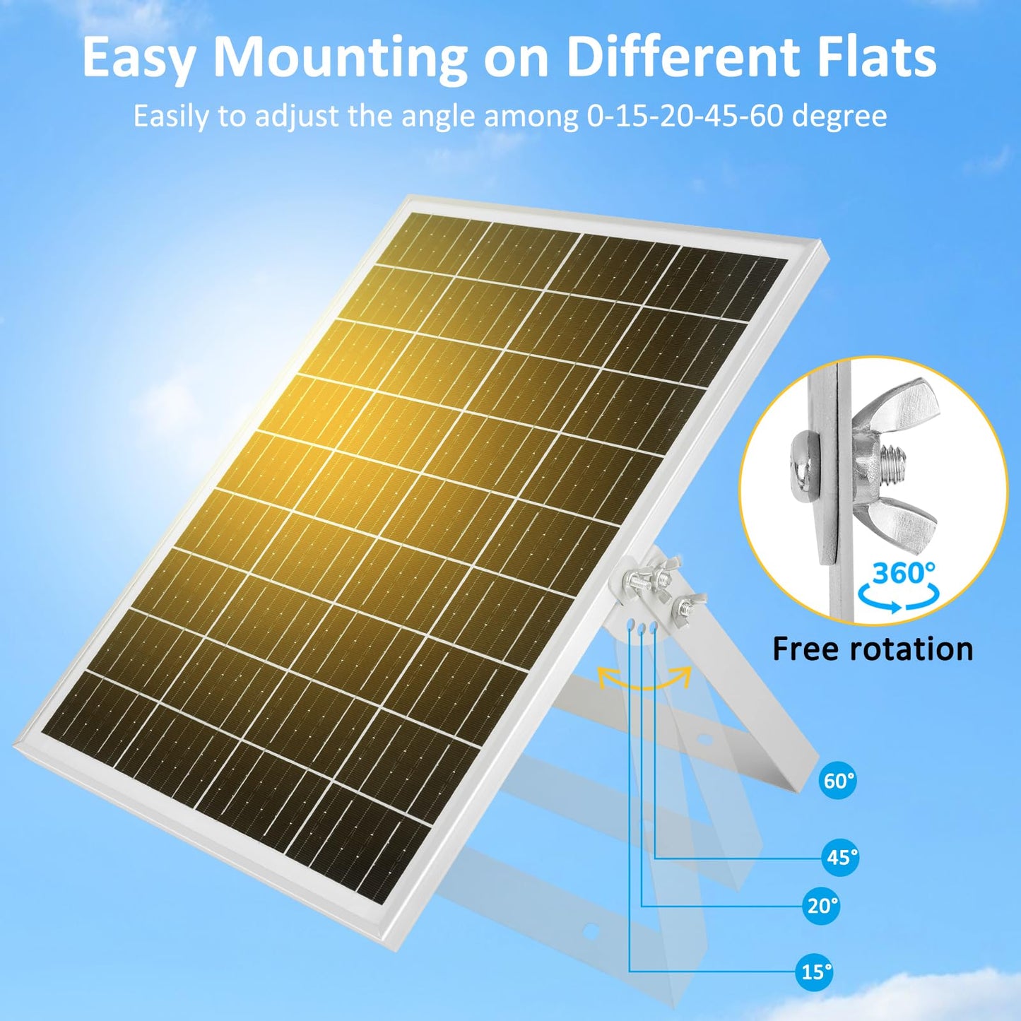 Solar Panel Kit 25W 12V Solar Battery Trickle Charger Maintainer, Built-in Waterproof PMW Controller, Adjustable Mount Bracket for Car Automotive Boat Marine RV Trailer 12V Battery