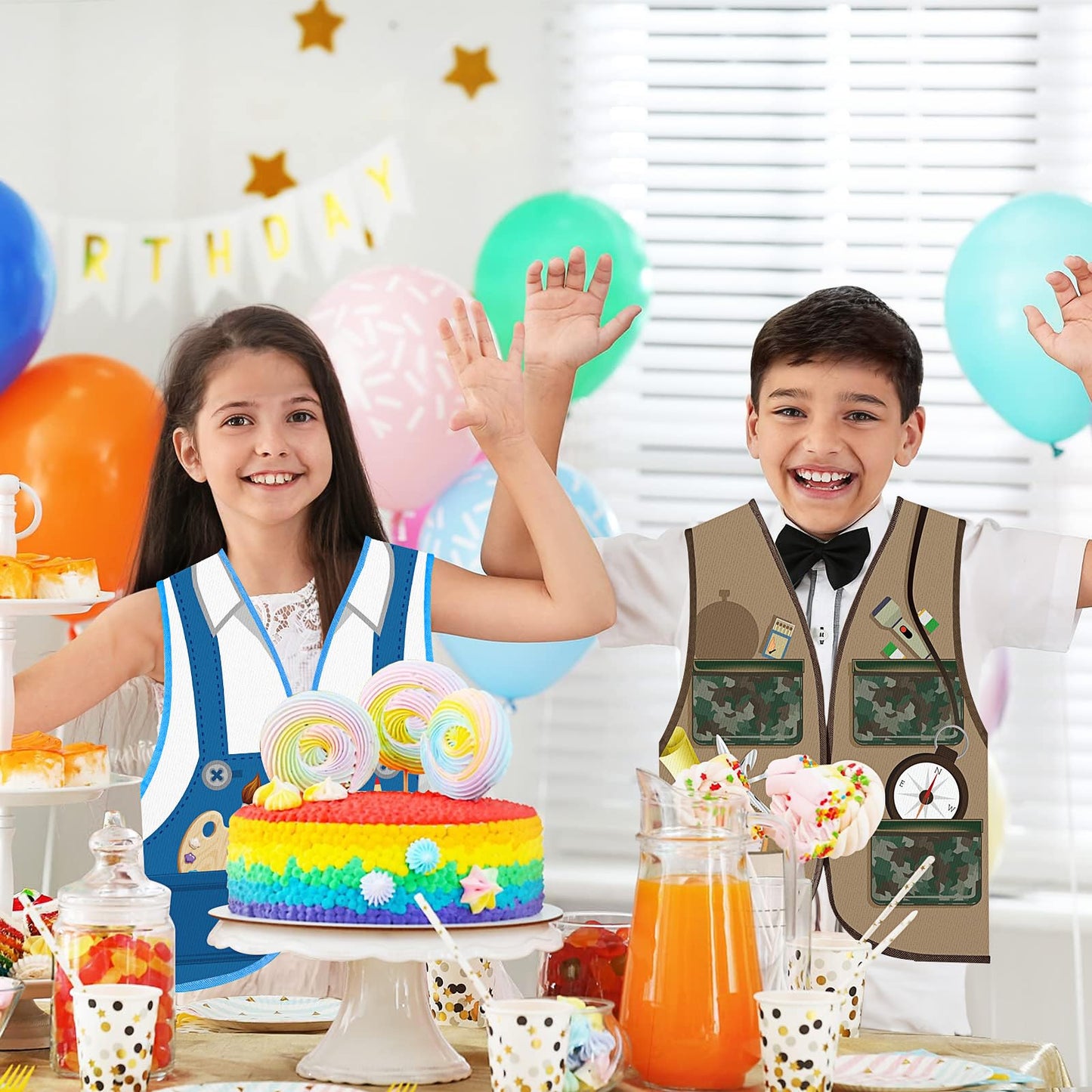 20Pcs Dress Up Clothes for Kids, Career Cosplay Role Play Costume Career Pretend Play Vest for Dramatic Party Performance, L