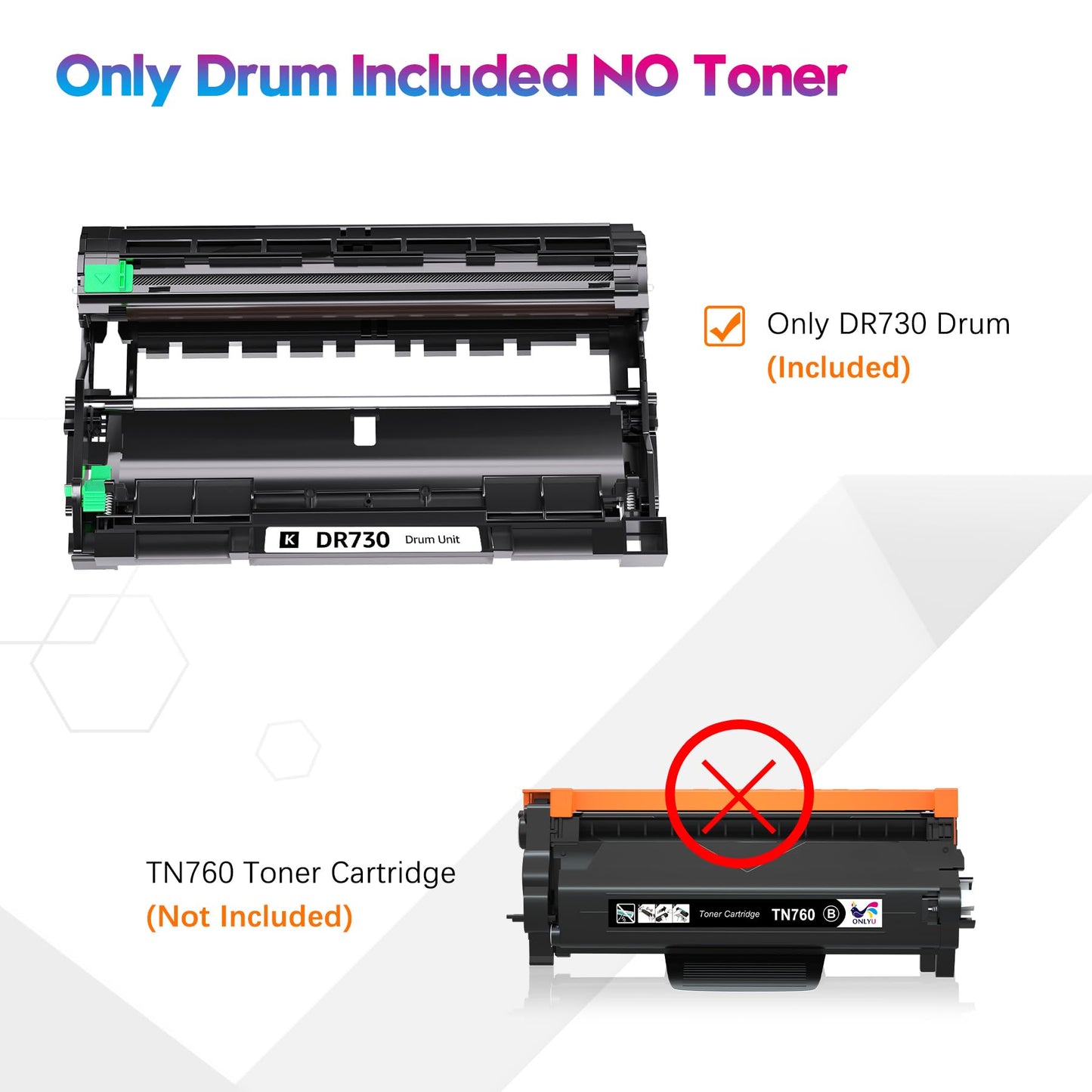 ONLYU Compatible DR730 Drum Unit (NOT Toner) Replacement for Brother DR730 DR760 DR 760 DR-760 for Brother DCP-L2550DW HL-L2390dw MFC-L2710DW HL-L2350DW HL-L2395DW MFC-L2730DW MFC-L2750DW HL-L2370DW