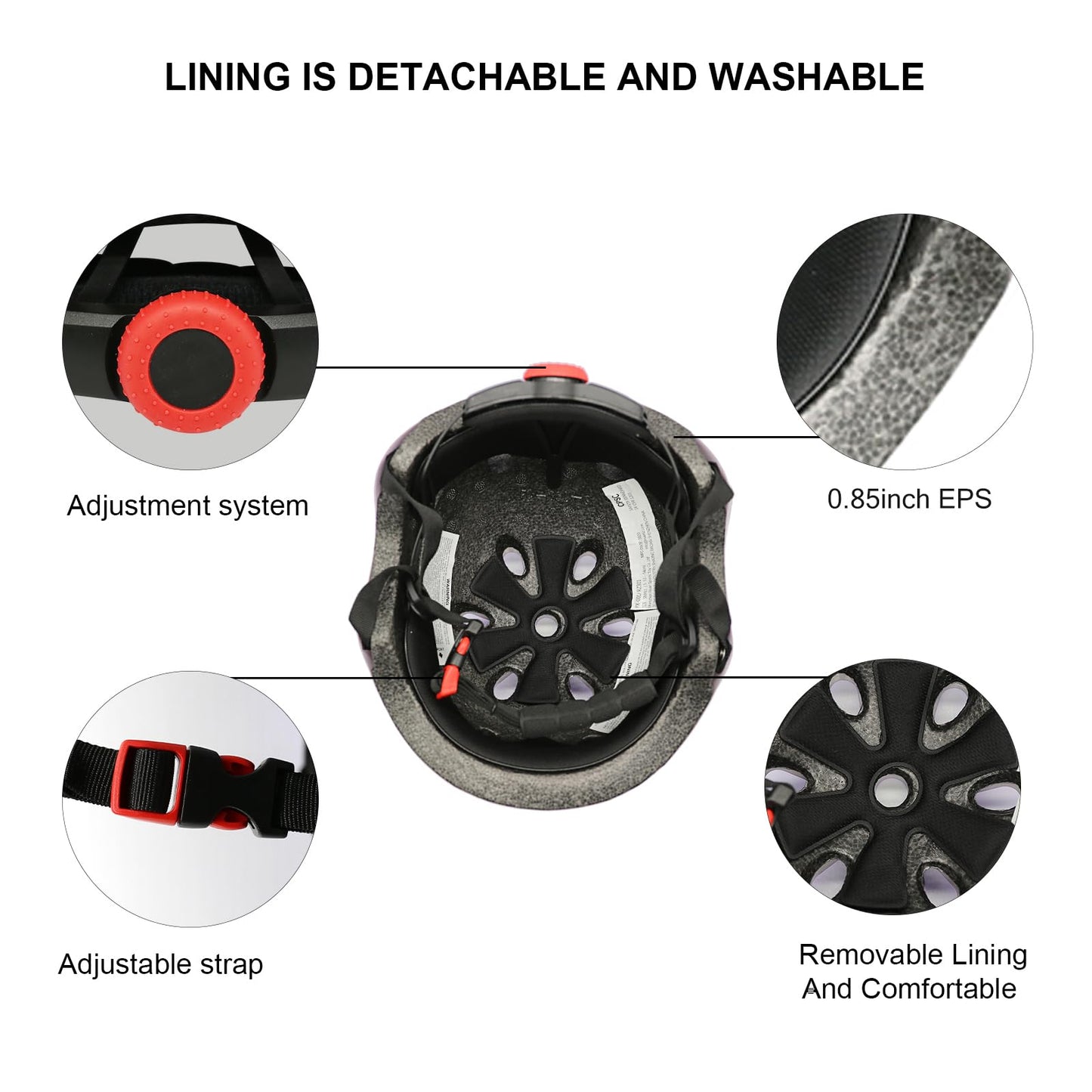 CELOID Kids Helmet Pad Set,Adjustable Kids Skateboard Bike Helmet Knee & Elbow Pads Wrist Guards 10-14-16 Years Kids,Protective Gear Set for Girls Boys Bicycle Roller Scooter Sport,Black