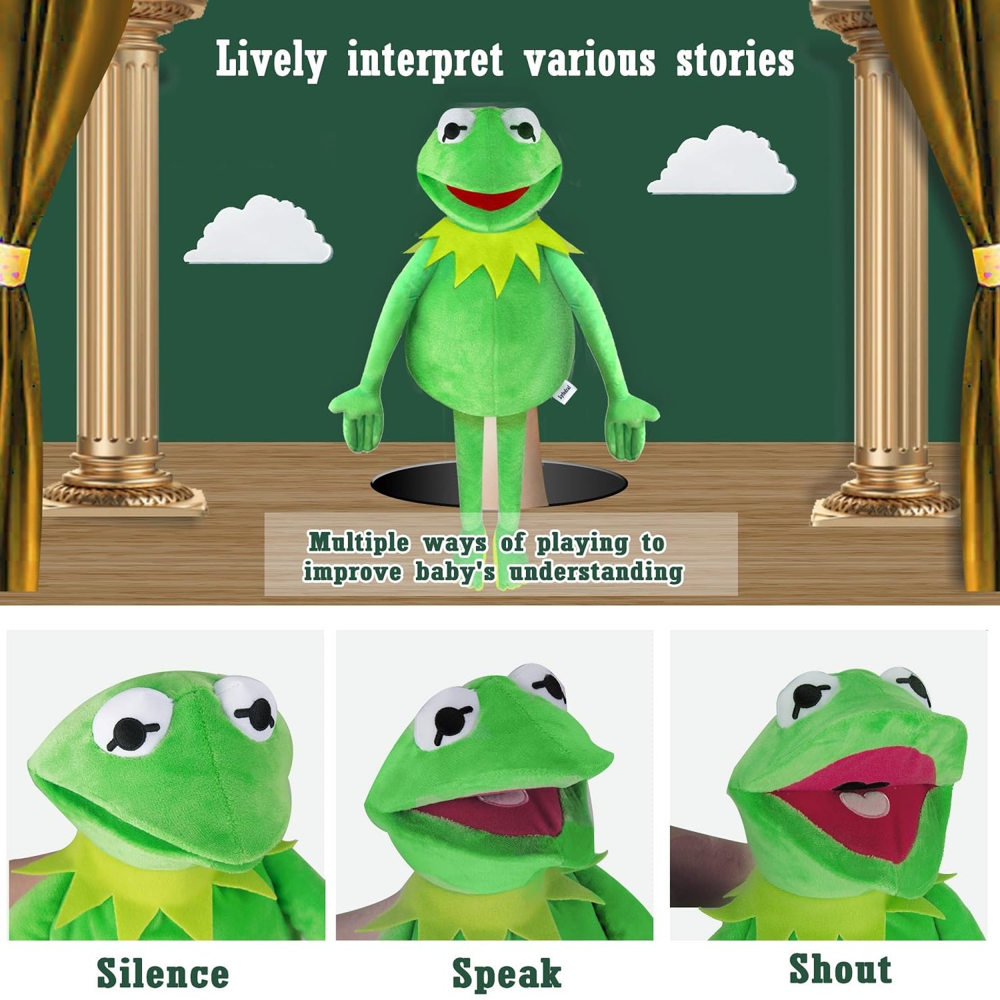 Kermit Frog Puppet, The Muppets Show, Soft Hand Frog Stuffed Plush Toy, Gift Ideas for Boys and Grils- 24 Inches