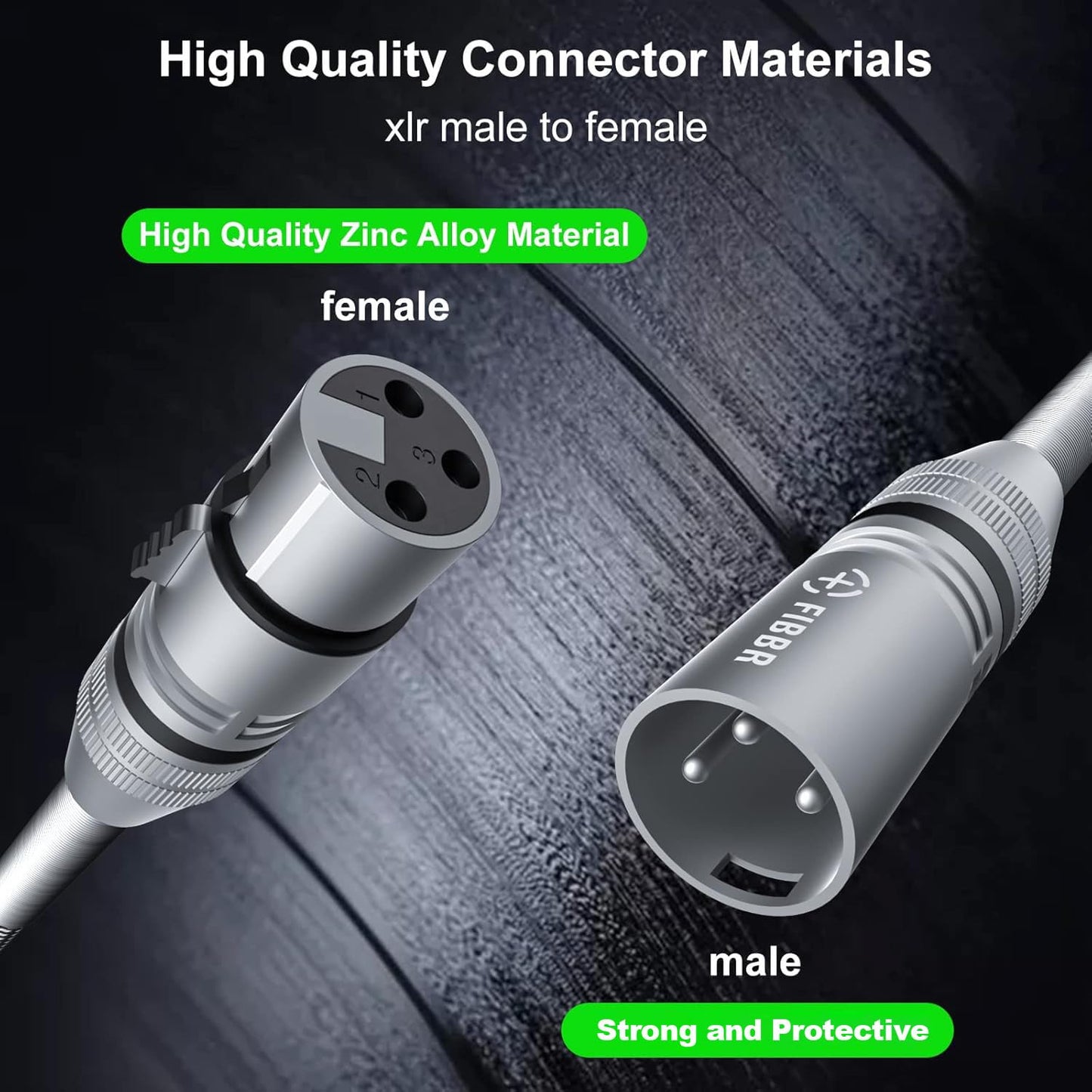 FIBBR Microphone Cable Nylon Braided XLR Male to Female Heavy Duty Balanced Microphone Cord (8m/25ft)