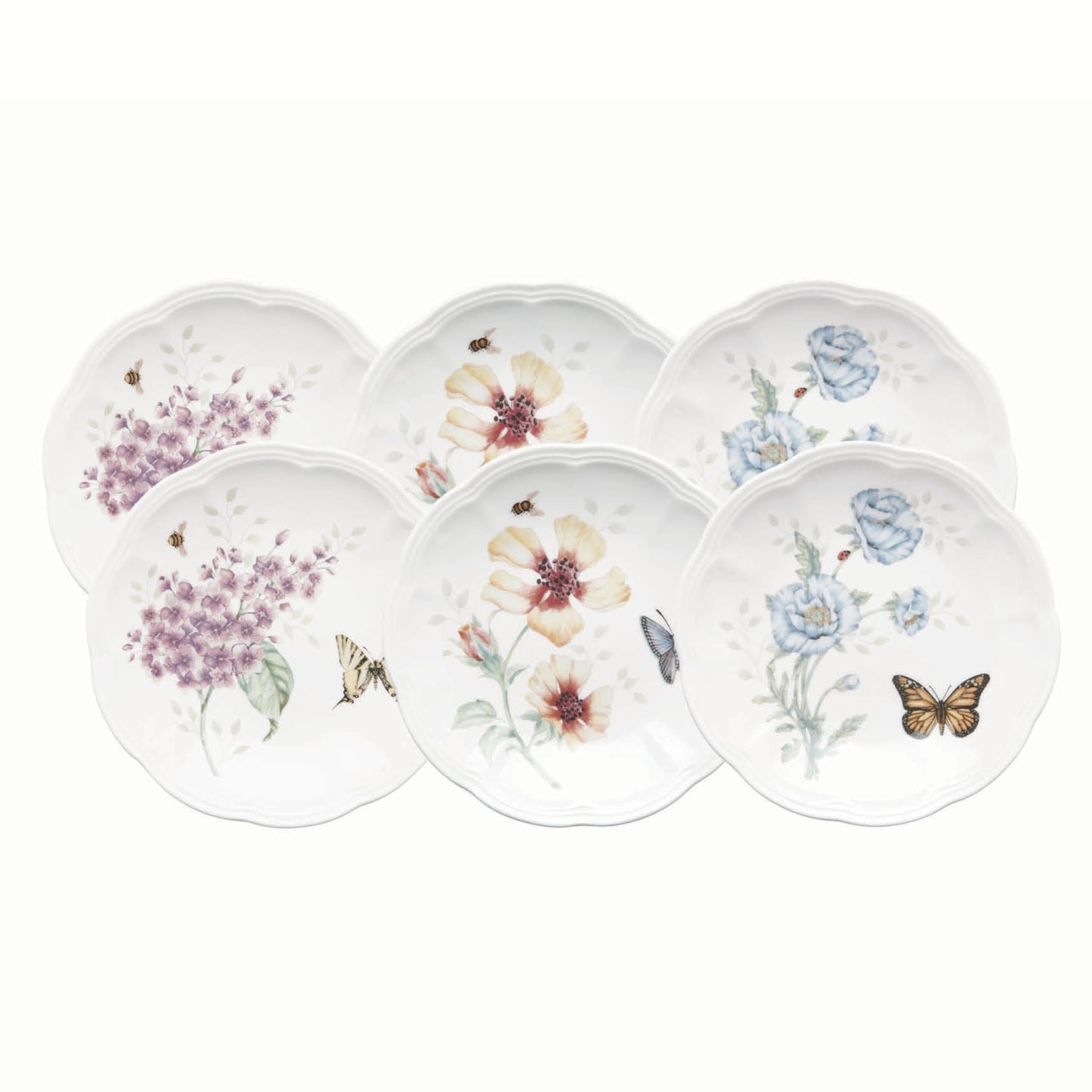 Lenox 817046 Butterfly Meadow 6-Piece Tidbit Plate Set