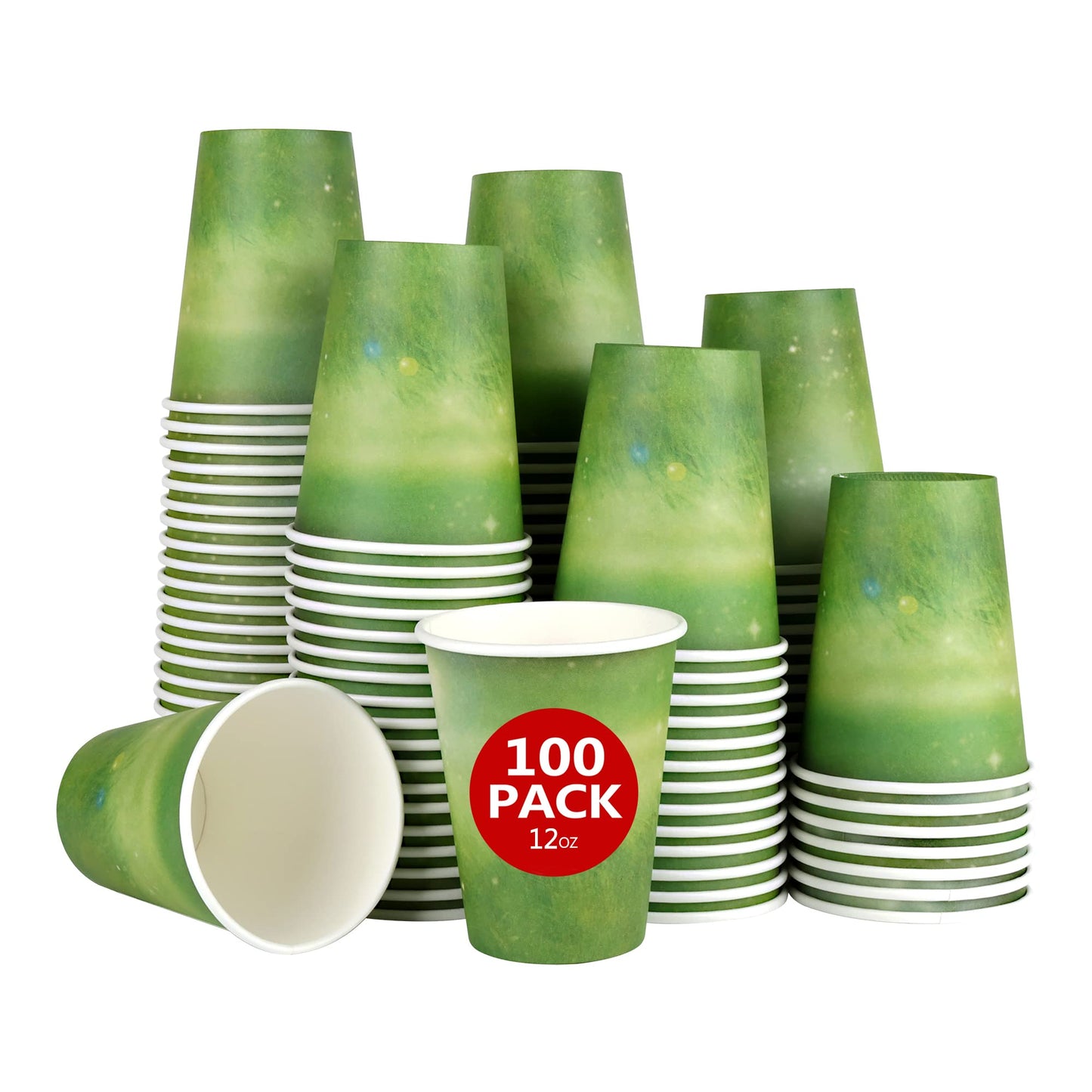 Special Green Grass Design, Paper Hot Cup,Eco-Friendly,100% Blodegradable&Compostable, 50 Count (12 OZ,100Count, No Lids)