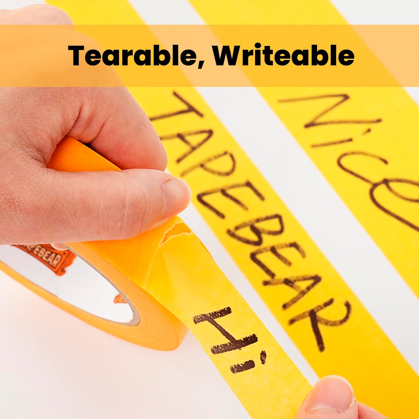 TAPEBEAR Delicate Surface Advanced Masking Tape 1.88" x 55m, Orange Washi Tape Indoor Painters Tape Decorating with No Paint Bleed, Sharp Lines, Surface Damage-Free, Low Tack, 6Rolls