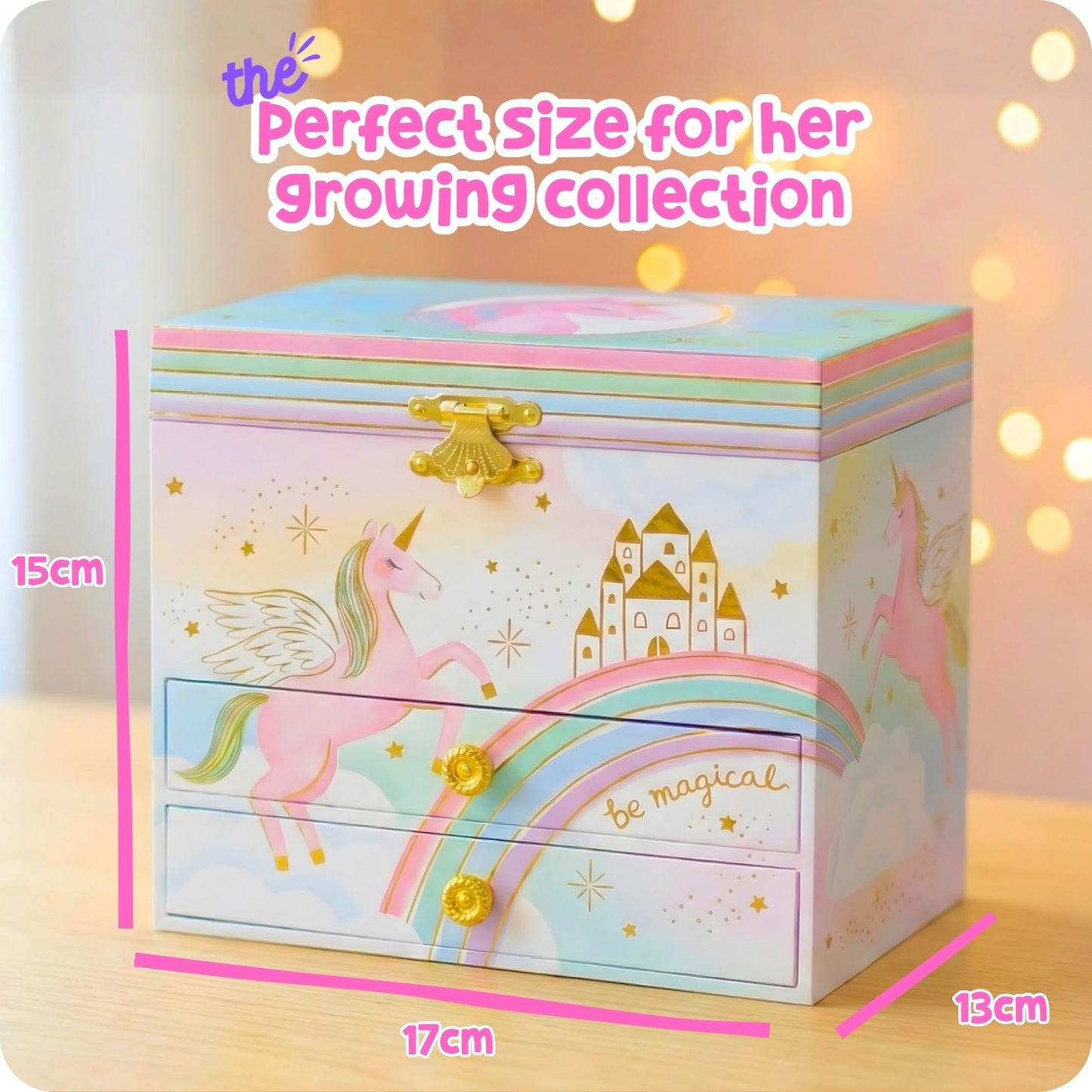 Musical Unicorn Jewelry Box for Girls - Kids Music Box, Unicorn Birthday Gifts for Little Girls, Jewelry Boxes, 6.8 x 5.3 x 6 in - Ages 3-10