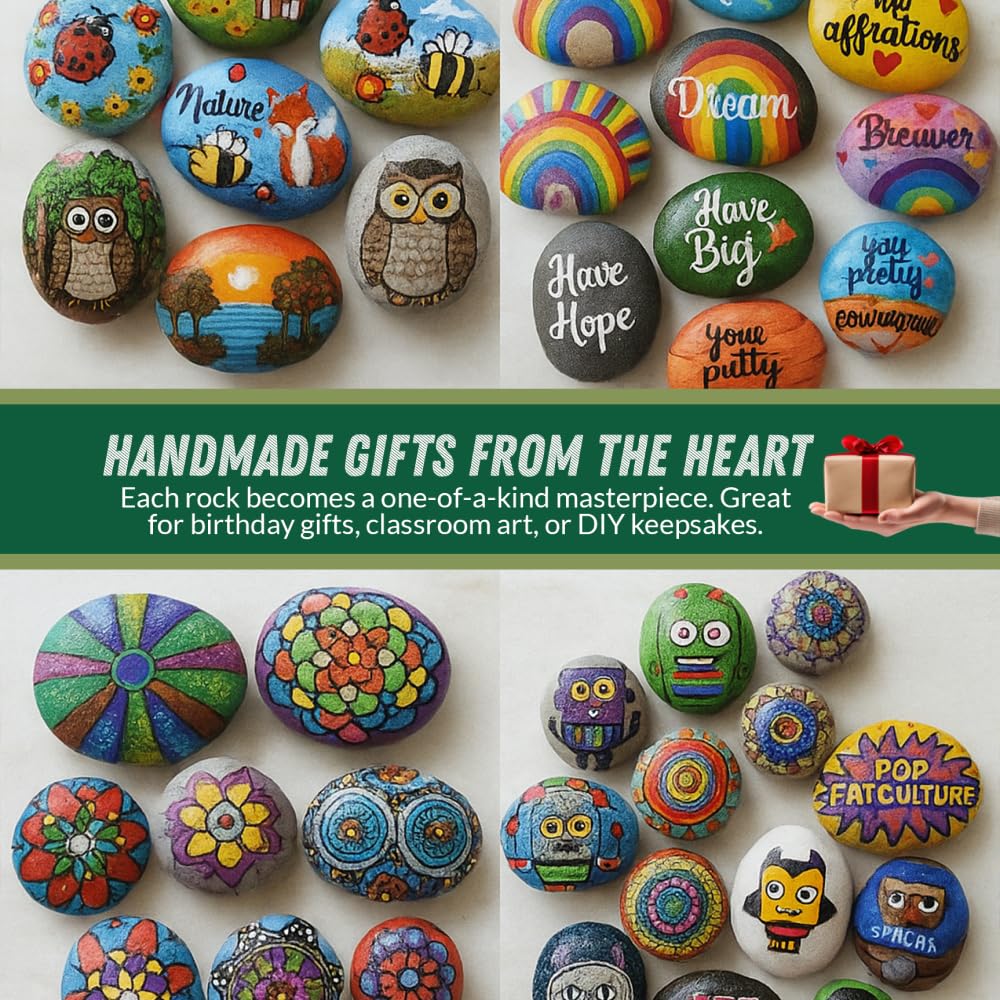 PGN 40 River Rocks for Painting, 2" to 4", Flat & Smooth Stones, No Sharp Edges, Ideal for Many Projects