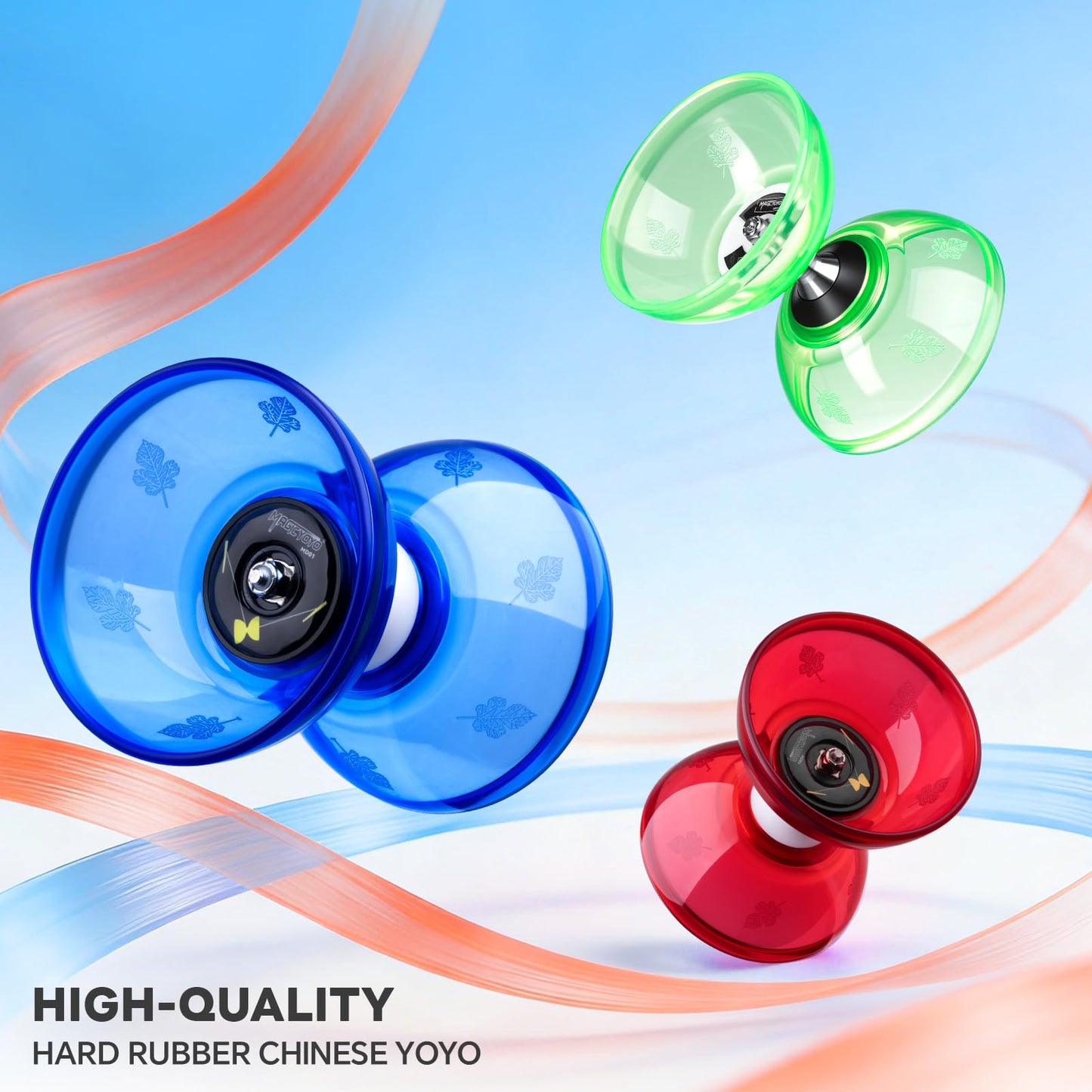 MAGICYOYO Pro Triple Bearing Diabolo Small Size 4” Chinese Yoyo Toy with 2 Pairs Carbon Sticks+ 2 Extra Strings +1 Net Bag, High Performance Chinese Yoyo Diabolo Skill Toy (Blue)