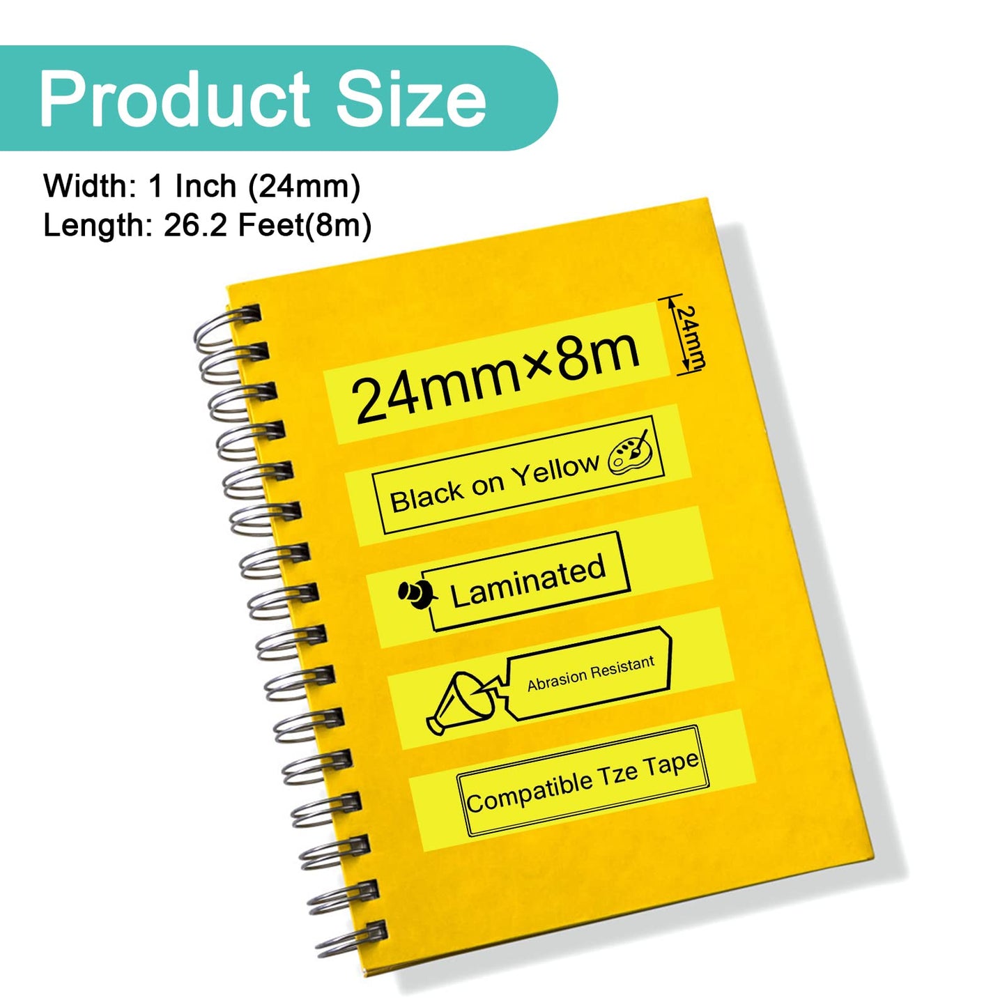 NineLeaf 10 Pack Compatible for Brother P-Touch TZ Tape 24mm 0.94 Laminated Black on Yellow TZe651 TZ-651 TZe-651 TZ651 1 inch Label Tape for PT-D600 PT-D610BT PT-P710BT PT-P750W PT-P910BT Label Maker