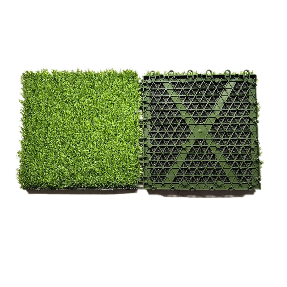 ALLTOP TURF 12"X12" Interlock Artificial Grass Tiles, Self-Draining Turf Deck for Patio，Balcony,Kids Playground， Dogs Puppy, Indoor and Outdoor (Grass Tile 6pcs)
