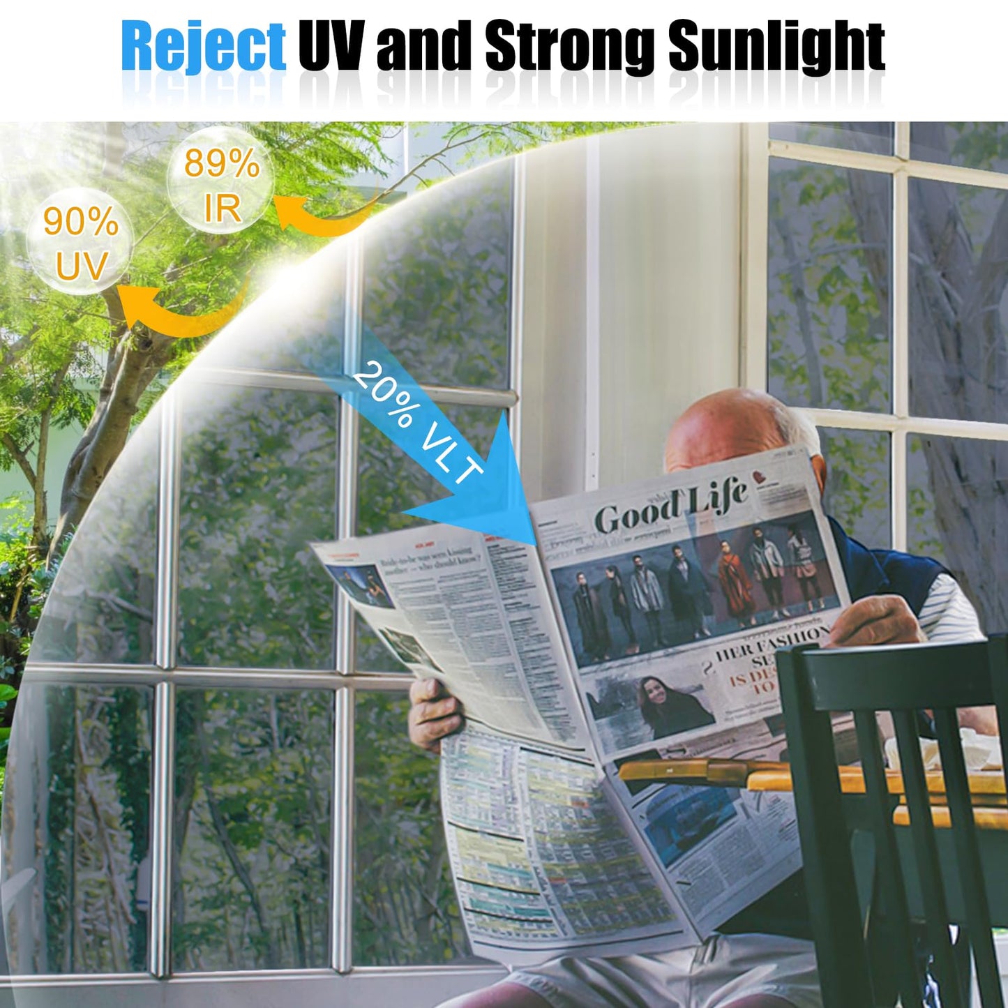 Homein One Way Window Film Reflective Heat Blocking & Sun Blocking, Privacy Film for Windows, Tint Mirror for House Windows, Heat Reflective & Control, Static Cling, Silver, 60x200cm