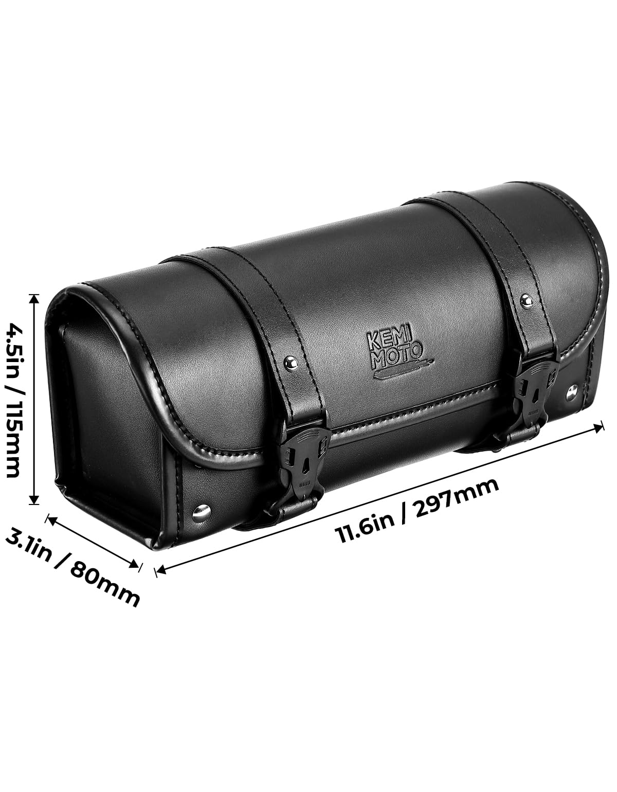 KEMIMOTO Motorcycle Fork Bag PU Leather Roll Barrel Handlebar Tool Bag for Motorcycle Front Forks Handlebar Sissybar Sportster Dyna