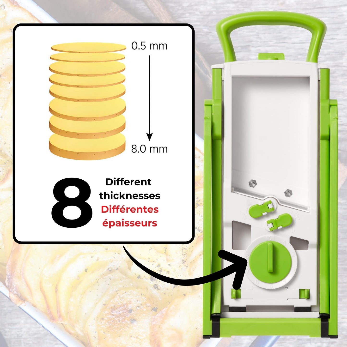 Starfrit Super Pump’N’Slice, Safe Vertical Mandoline, Oversized Feeder, Vegetable Slicer, Chopper, Adjustable Thickness