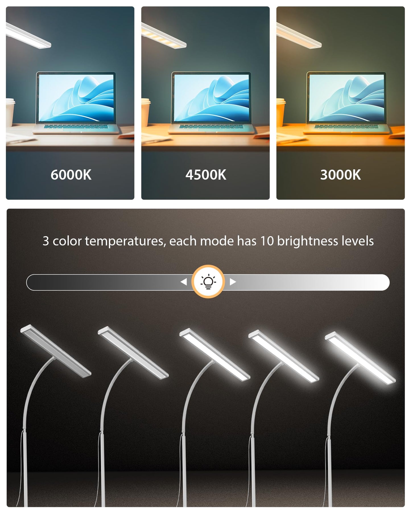 Desk Lamp, iFalarila Dimmable 160 LED Desk Light with I-Clamp [3 Color Mode & 10 Brightness Setting] Book Light Clip on Table for Home Office, Reading, Workbench, Drafting, Sewing, Puzzle
