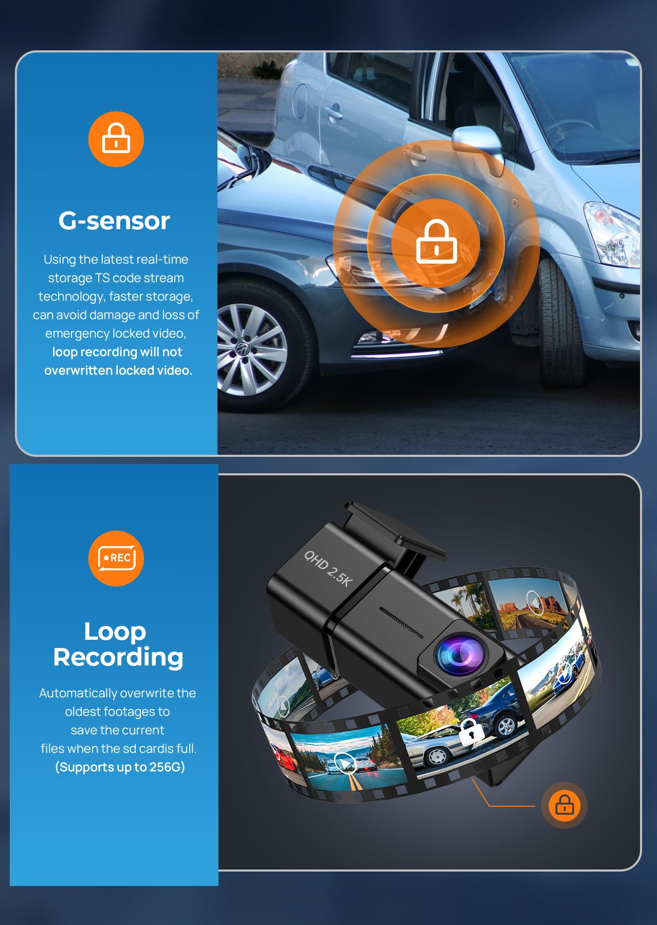 Dash Cam Front 1440P Dashcam with 32G SD Card, Dash Camera for Cars, Mini Dashcams with App,WiFi, Night Vision, G-Sensor, Loop Recording, 24H Parking Mode, Support 256GB Max