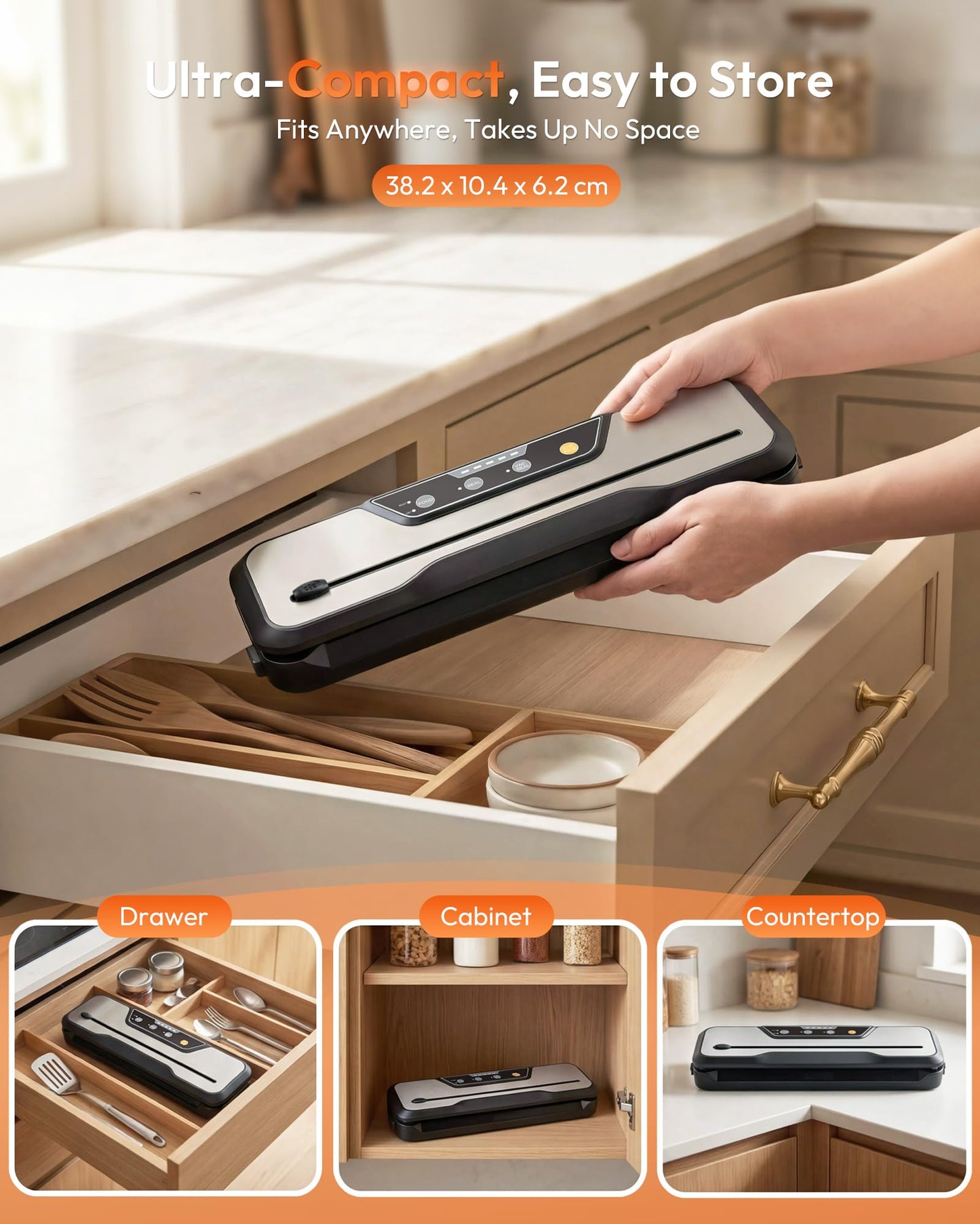 Toprime Vacuum Sealer Machine VS6612, 80kPa Powerful Food Sealer Built-in Cutter with Sealing Bag and Hose, Vacuum Air Sealing System for Seal a Meal and Sous Vide