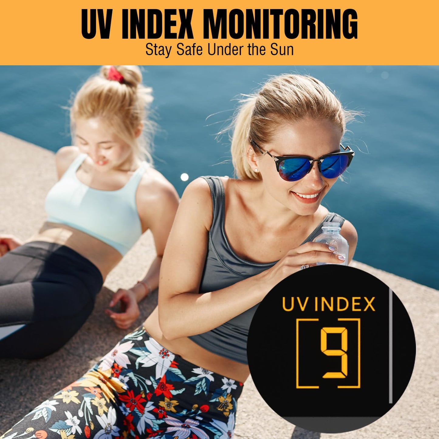 Raddy UV-6 Professional Weather Station with 6" VA Display and Outdoor Sensor, Wireless Indoor Outdoor Temperature & Humidity Monitor, Atomic Clock, UV & Light Index, Wind Speed, Rain Gauge
