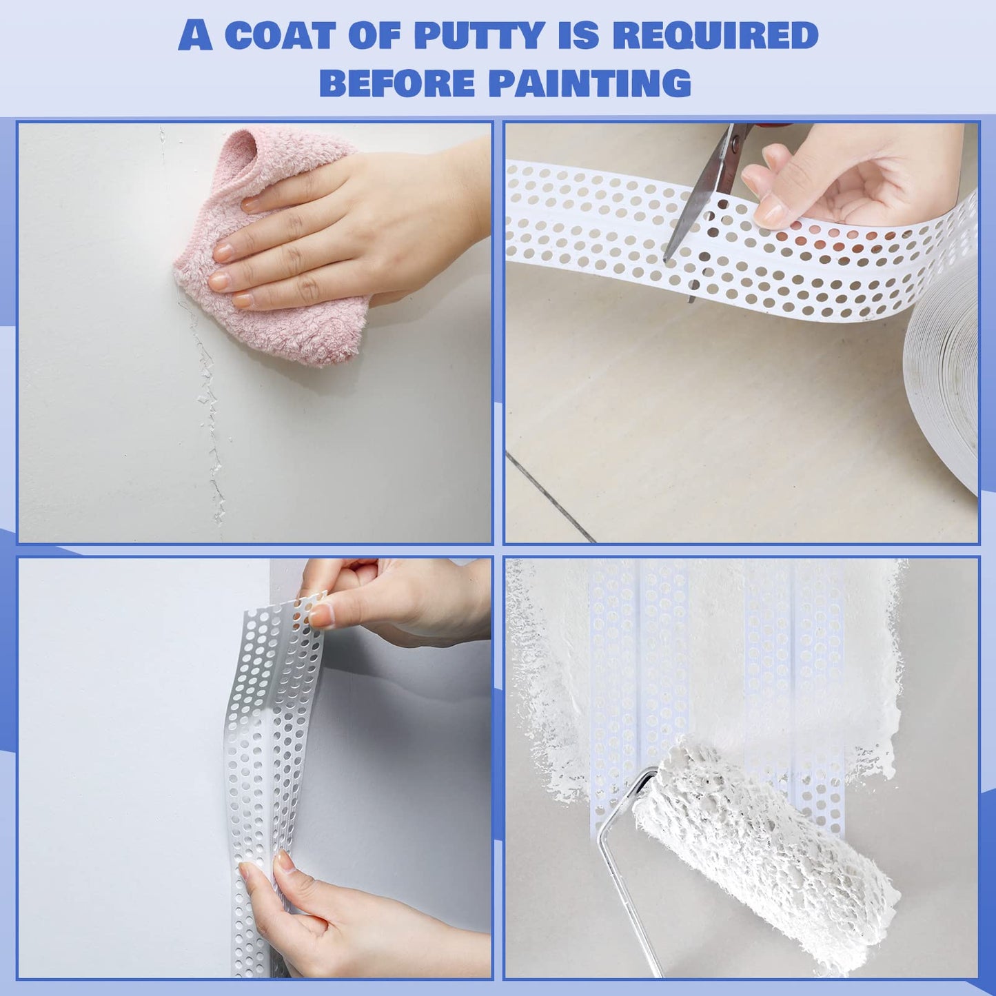 Drywall Joint Tape 2" x 132' PVC Multipurpose Self Adhesive Joint Tape Drywall Corner Line Wall Crack Self Adhesive and Patch for Inside and Outside Corner Bead, Ceiling Wall Crack Filling